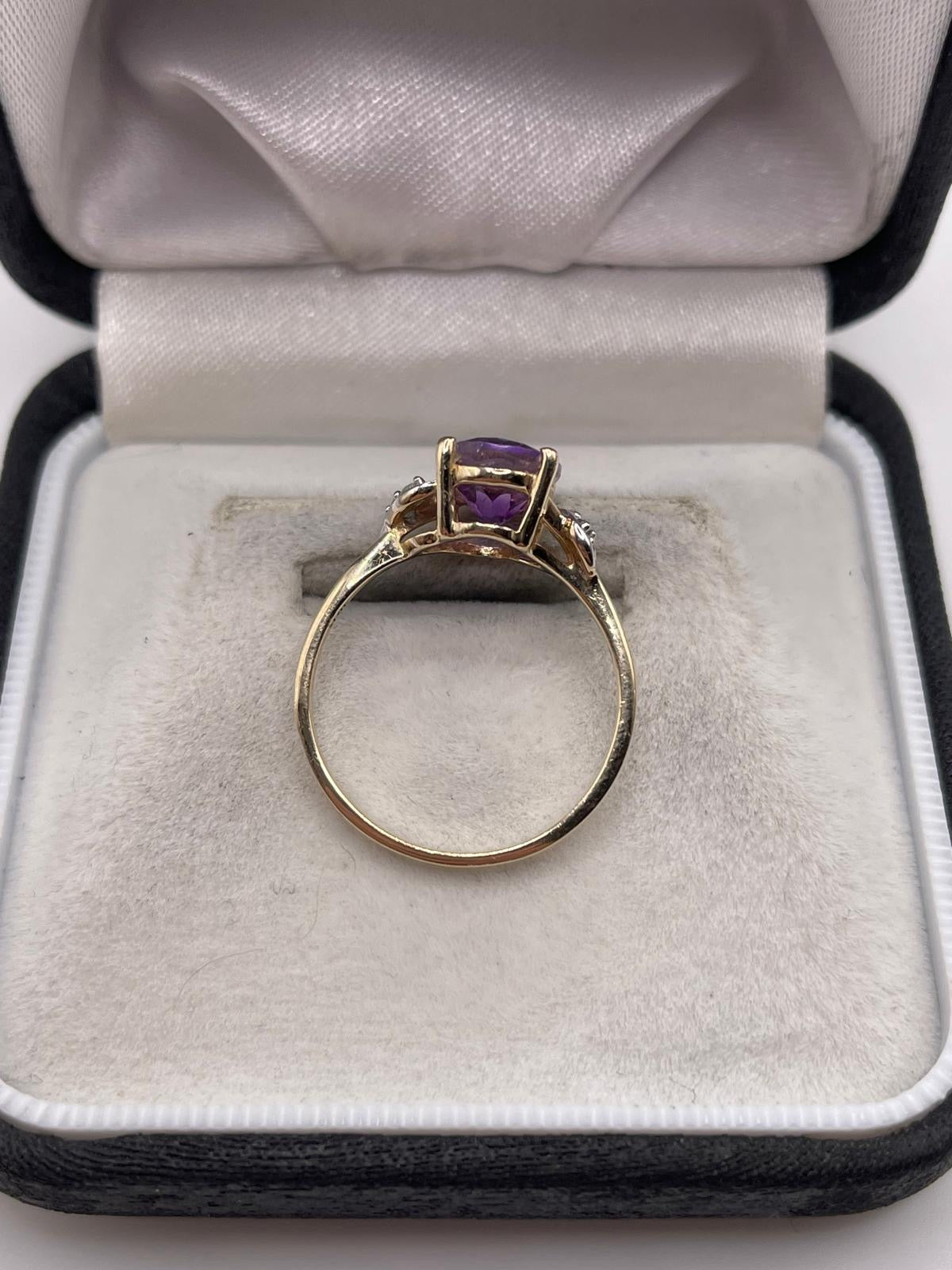 9ct gold amethyst and diamond ring