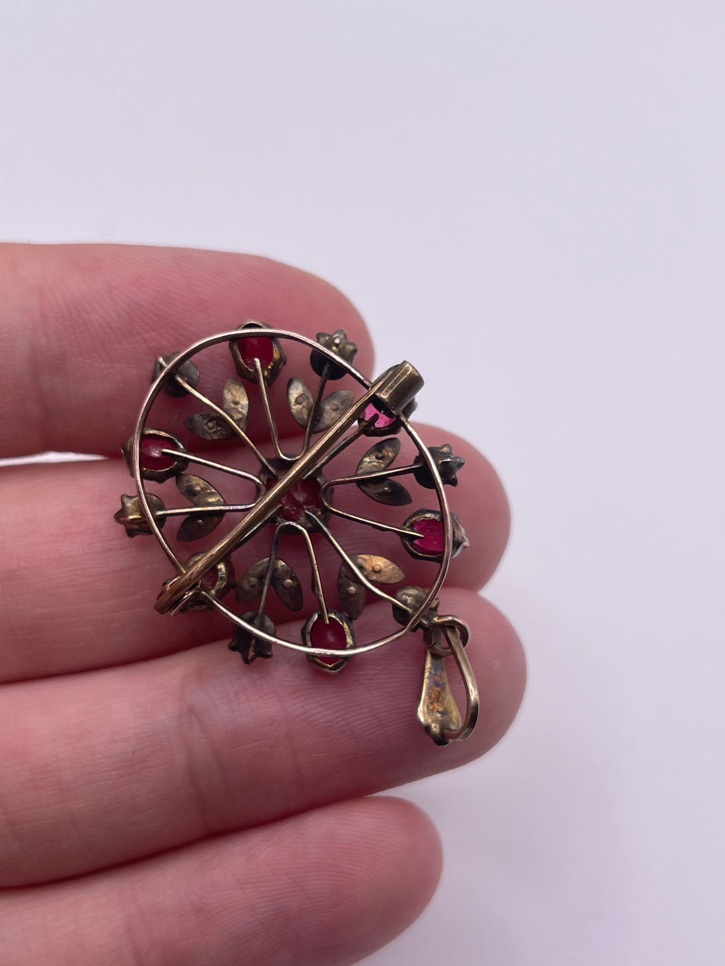 Antique 9ct gold paste and pearl pendant