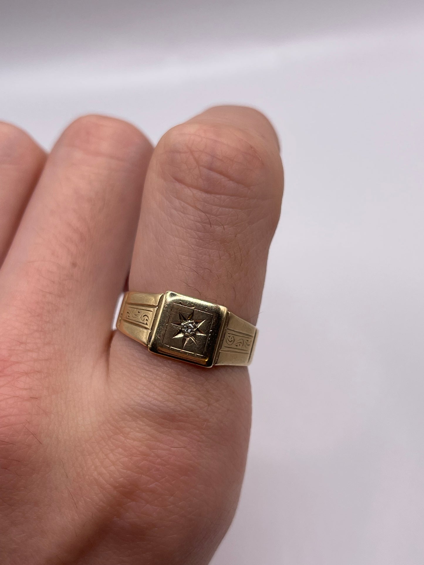 9ct gold diamond signet ring