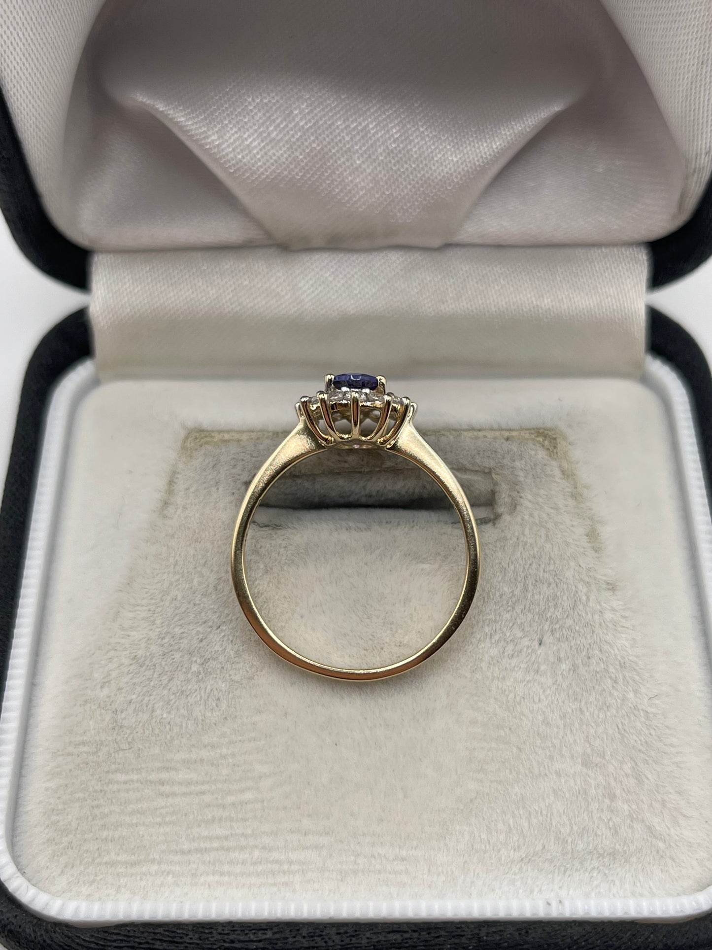 9ct gold tanzanite and zircon ring