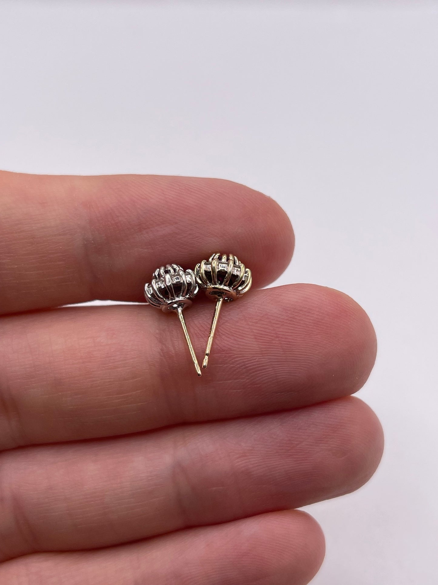 9ct gold ruby and diamond earrings