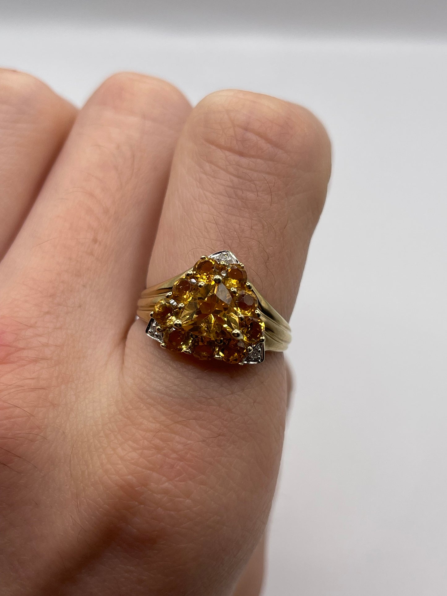 9ct gold citrine and diamond ring