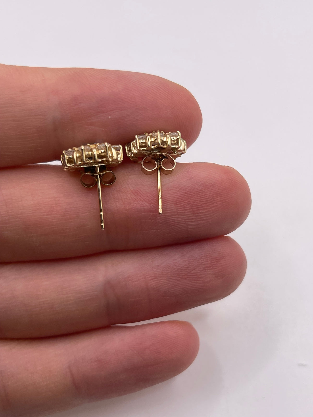 9ct gold zircon cluster earrings