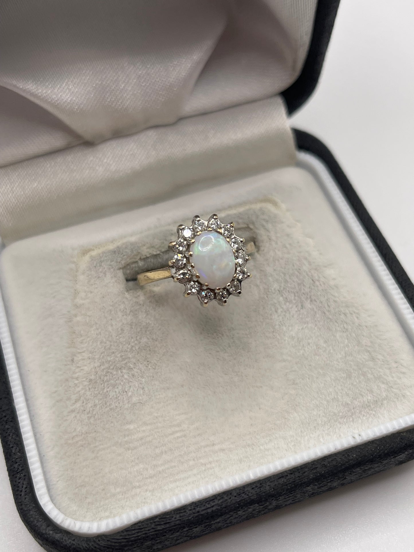9ct gold opal and cz ring