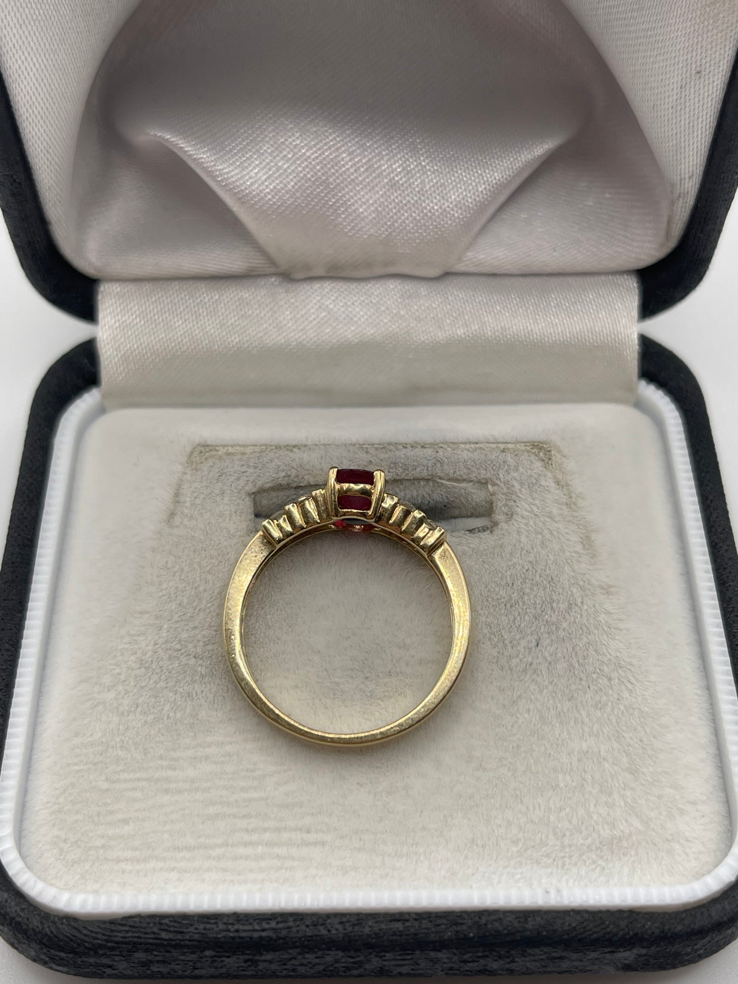 9ct gold ruby and zircon ring