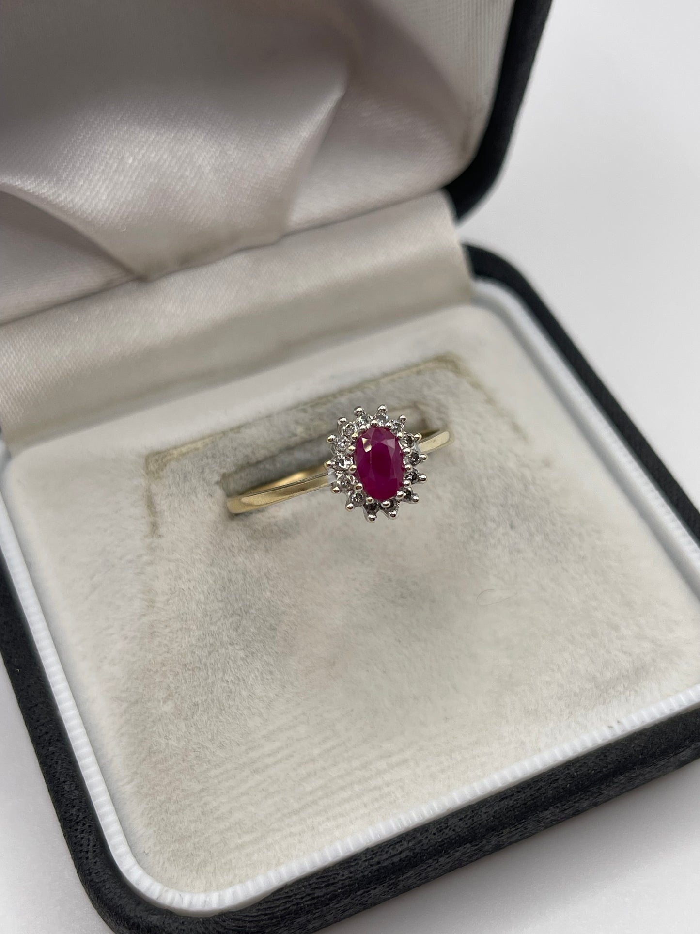 9ct gold ruby and diamond ring