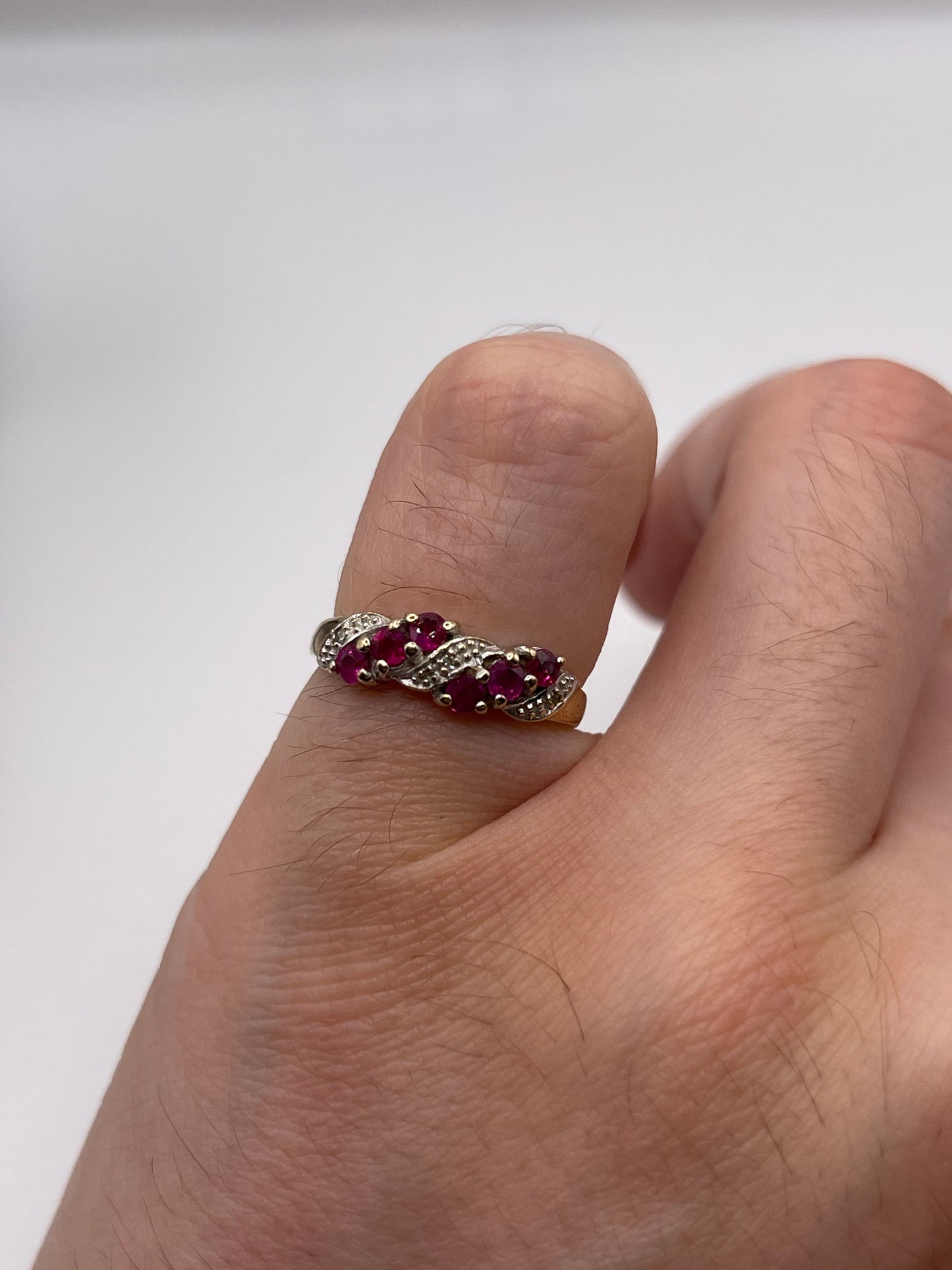 9ct gold ruby and diamond ring