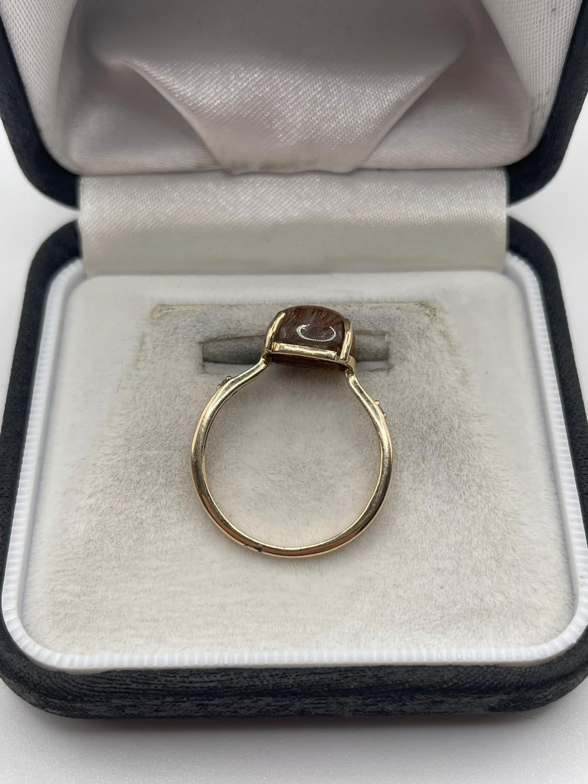 9ct gold rutile quartz and diamond ring