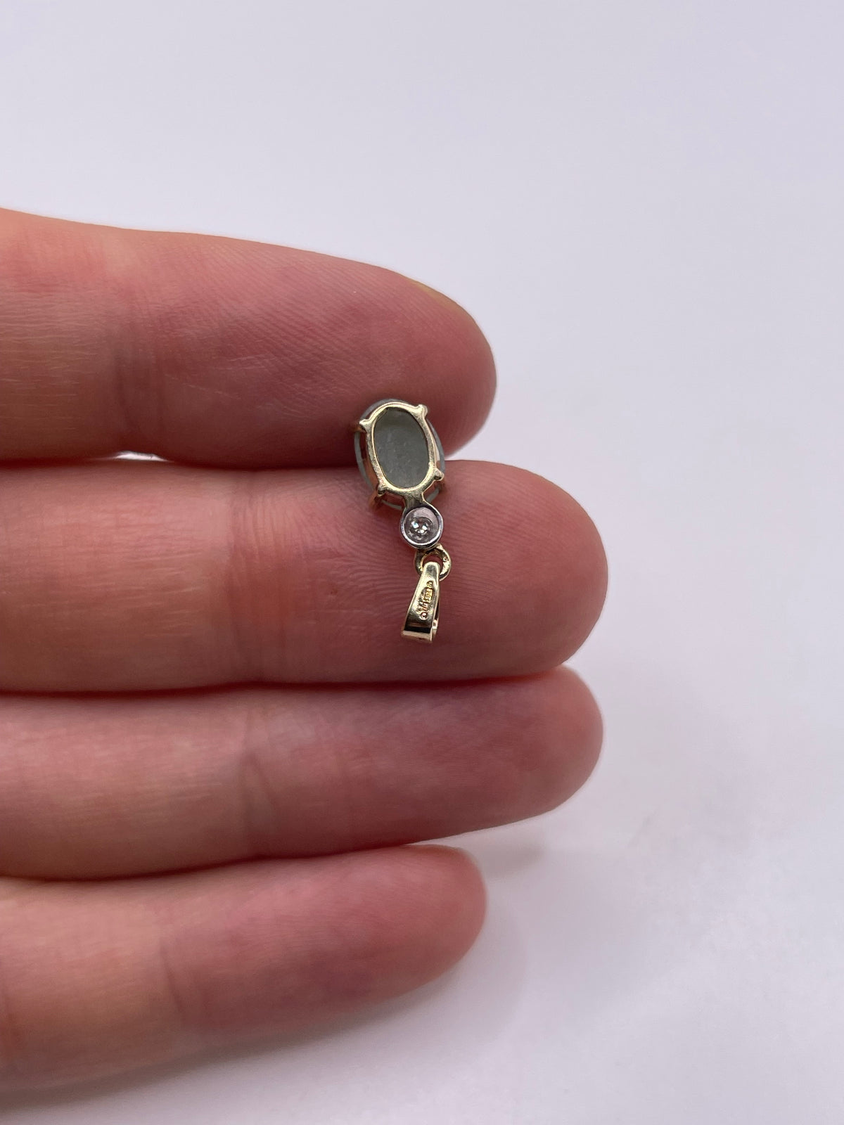 9ct gold jade and diamond pendant