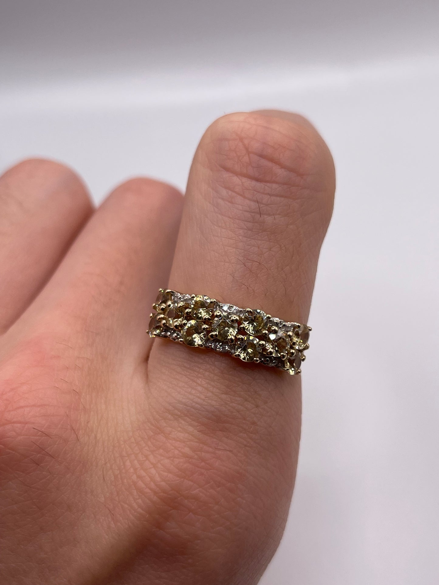 9ct gold quartz and zircon ring