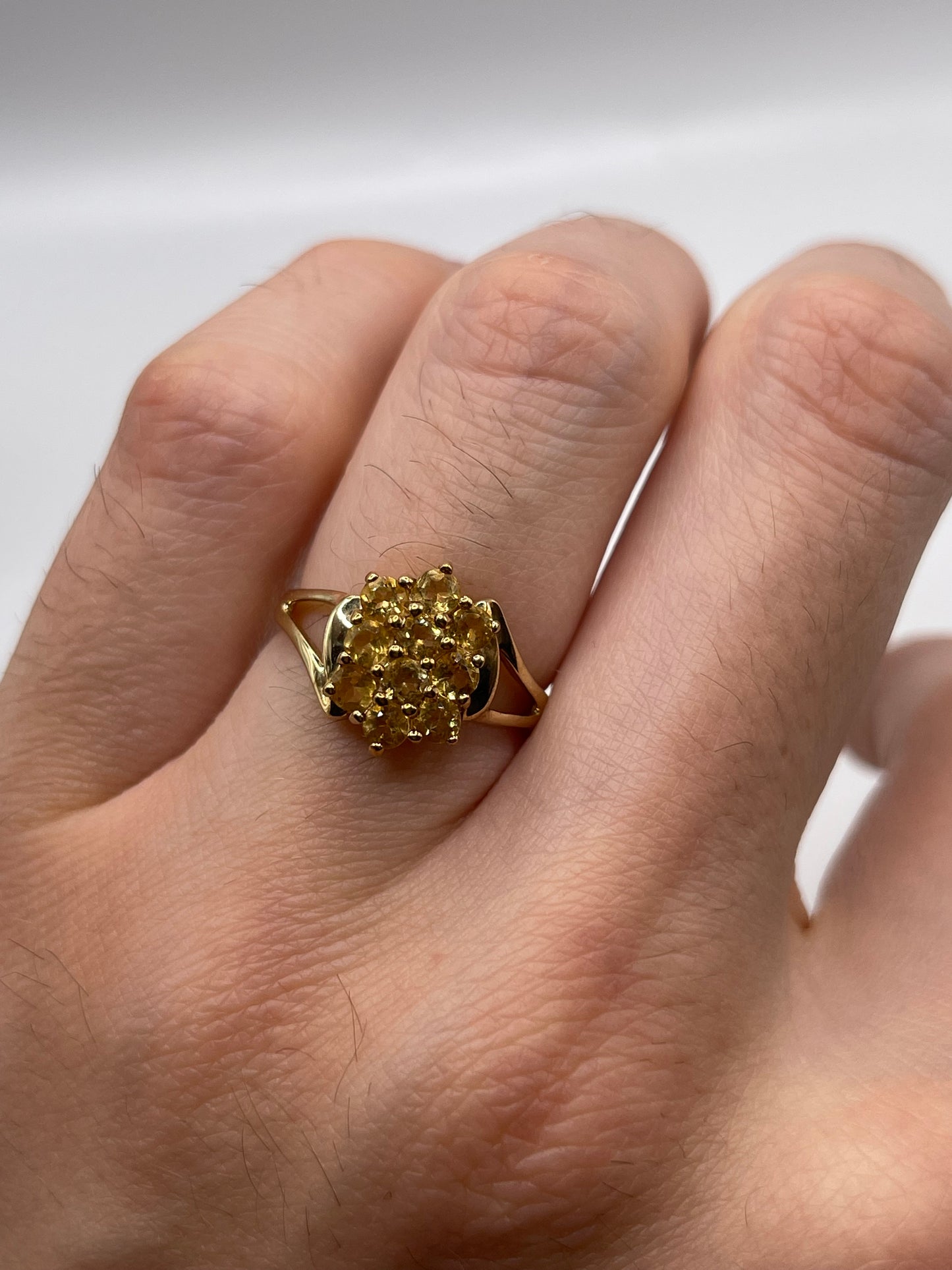 9ct gold citrine cluster ring