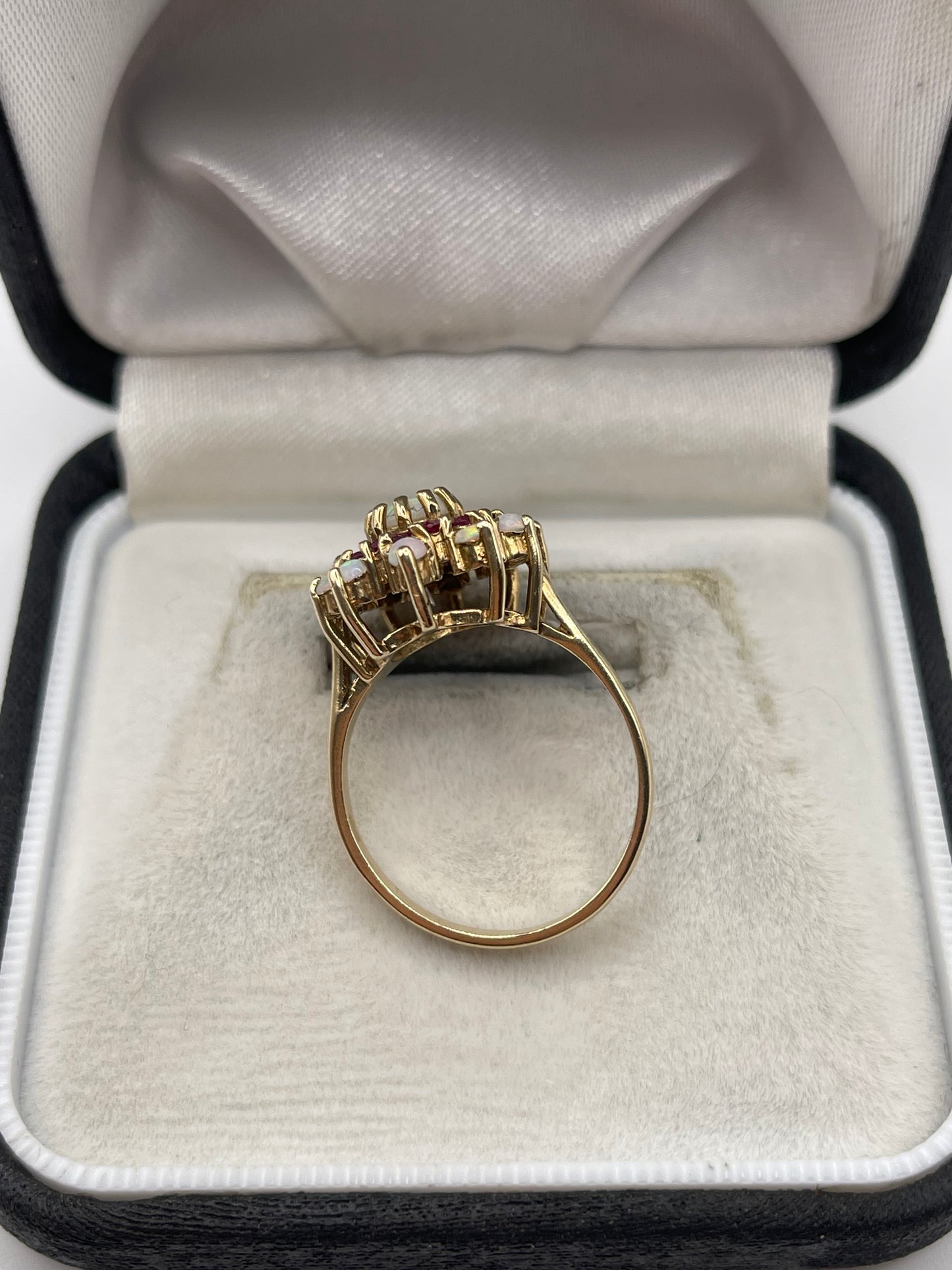9ct gold ruby and opal cluster ring