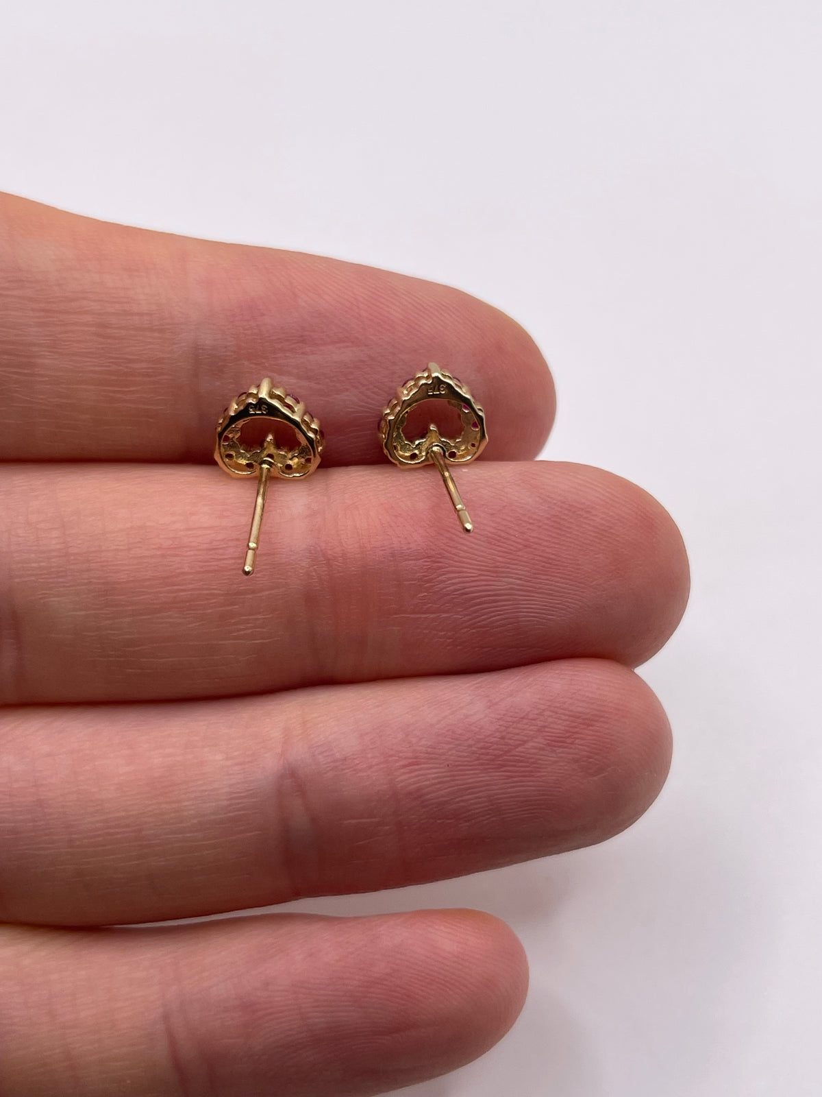 9ct gold ruby heart earrings