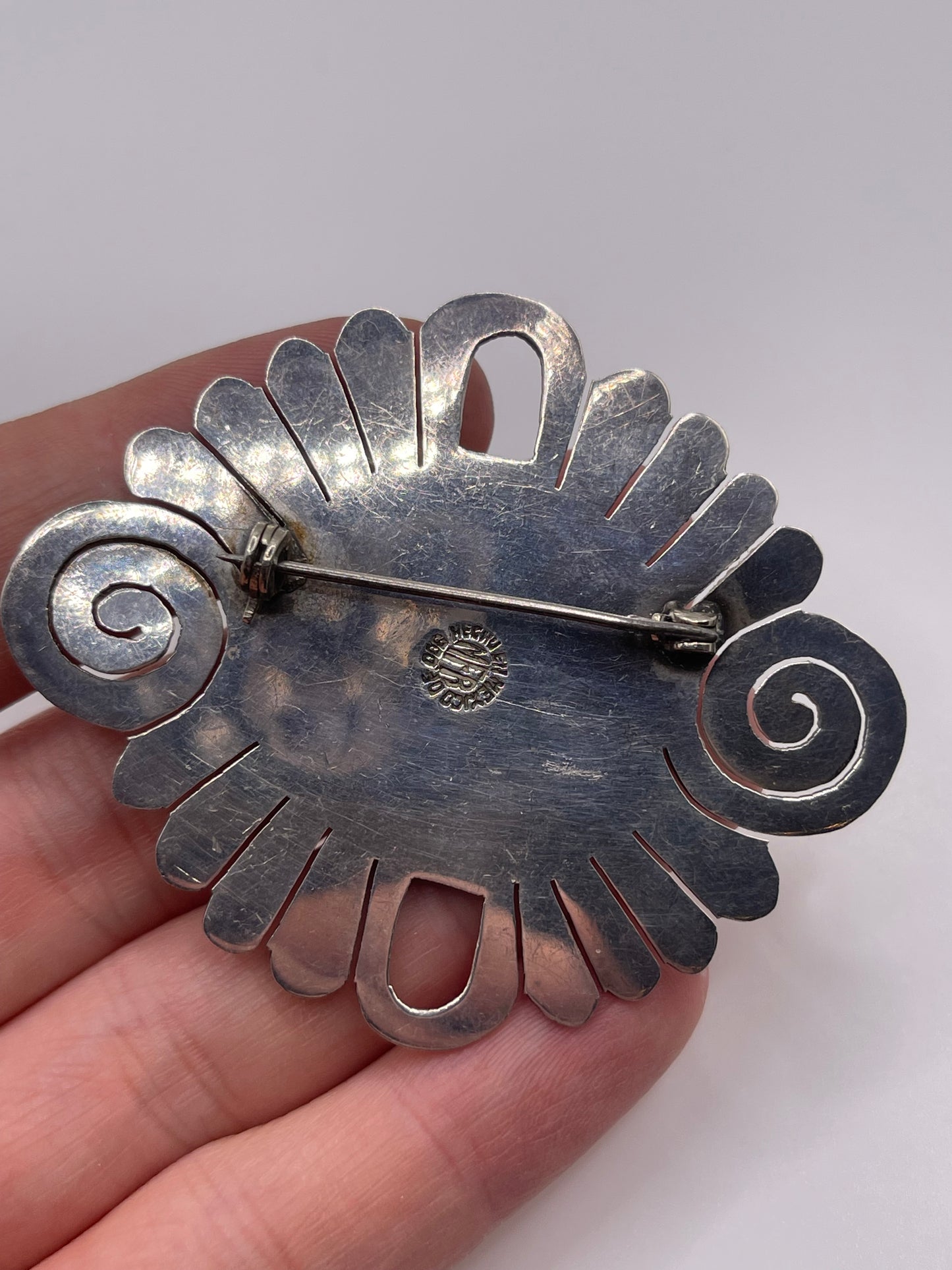 Mexican silver brooch