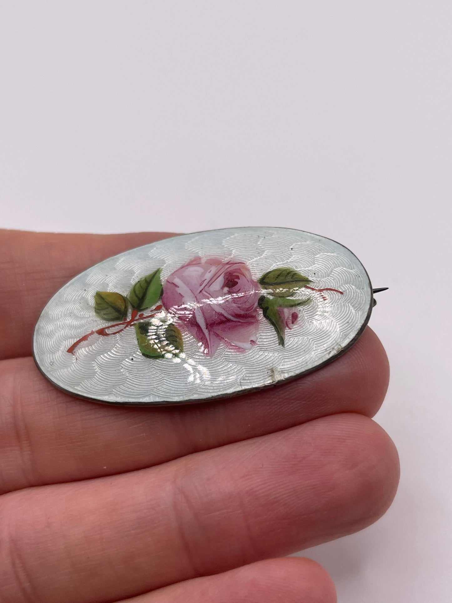 Silver enamel brooch