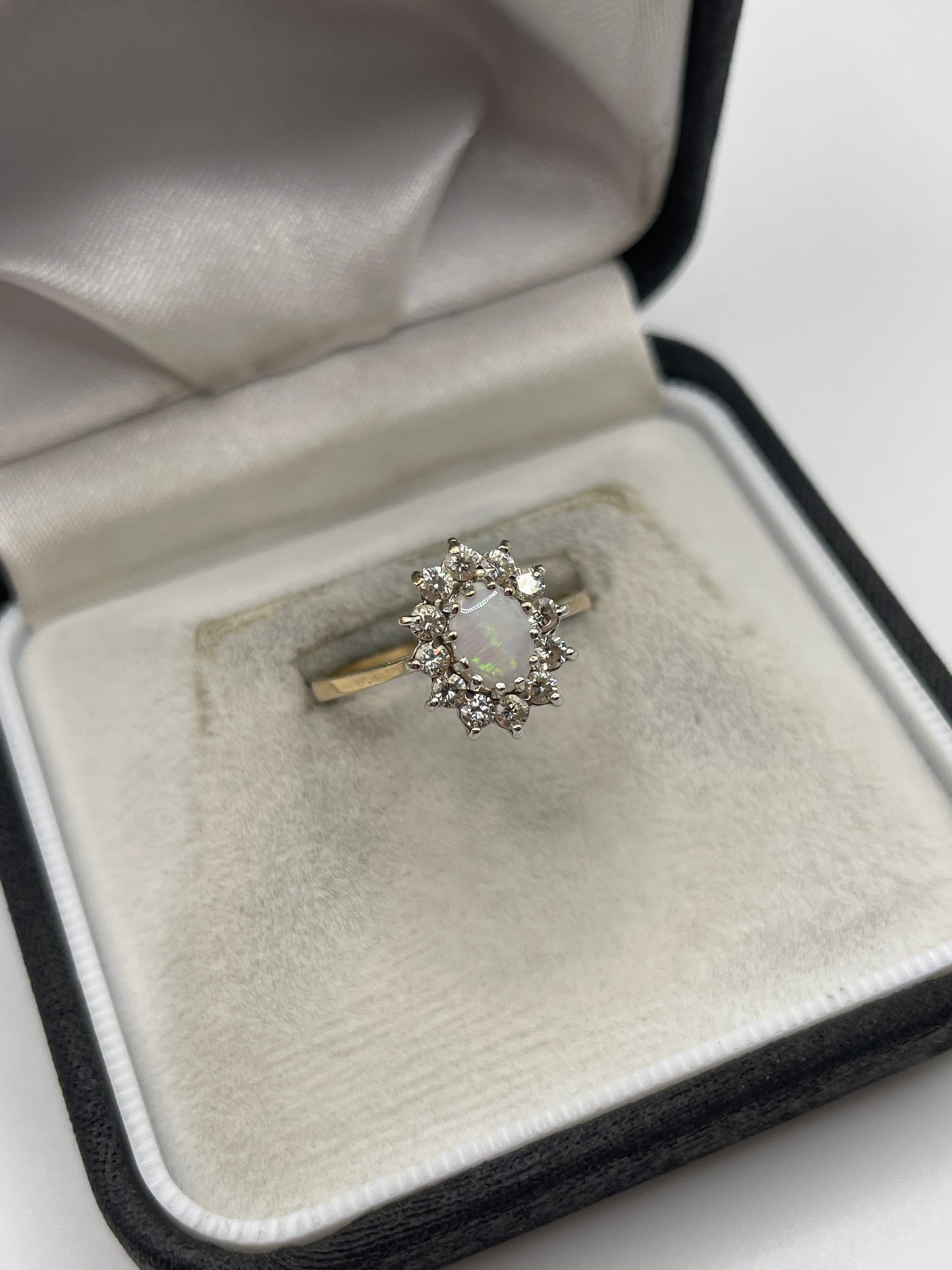 9ct gold opal and cz ring