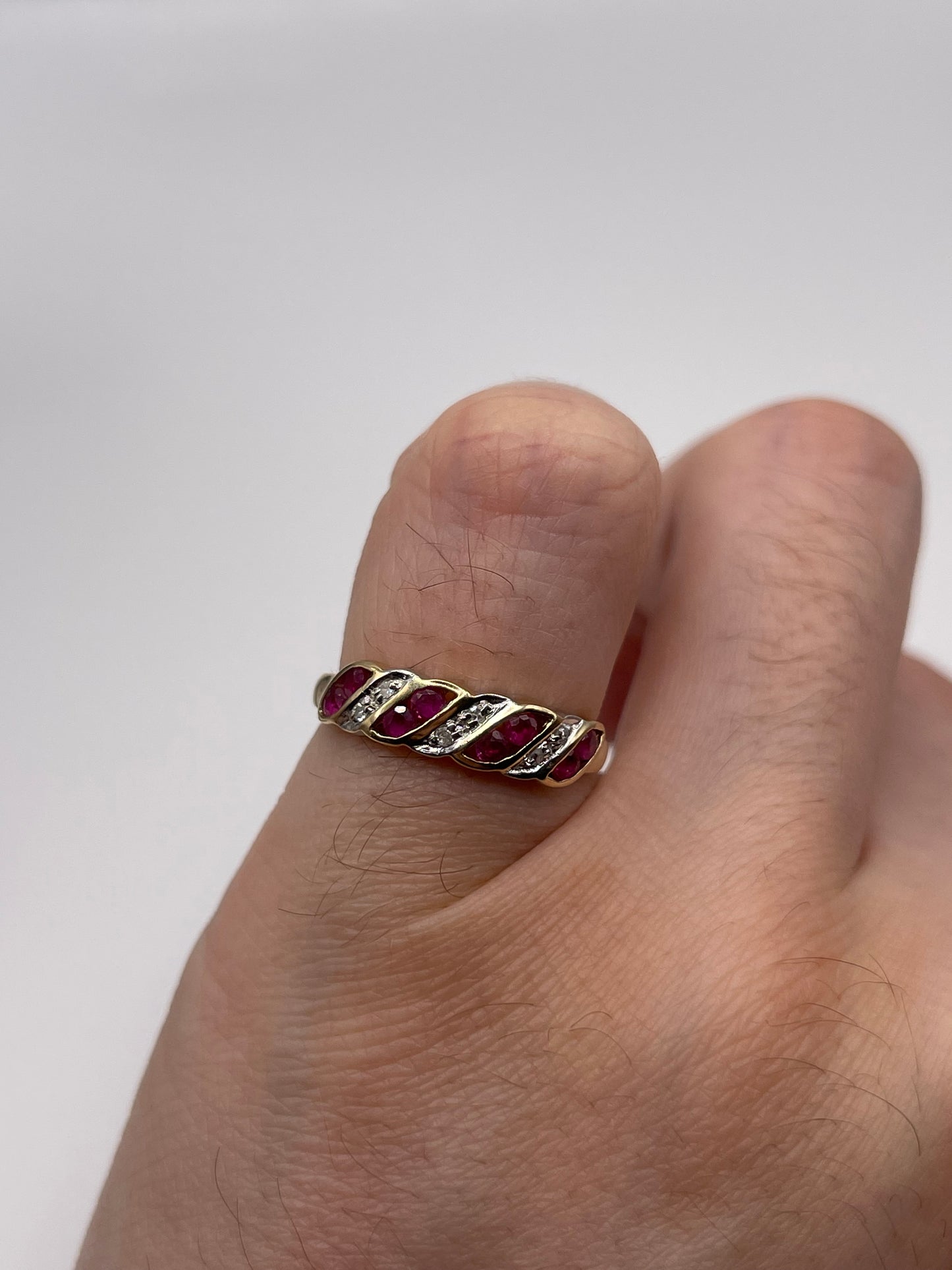 9ct gold ruby and diamond ring