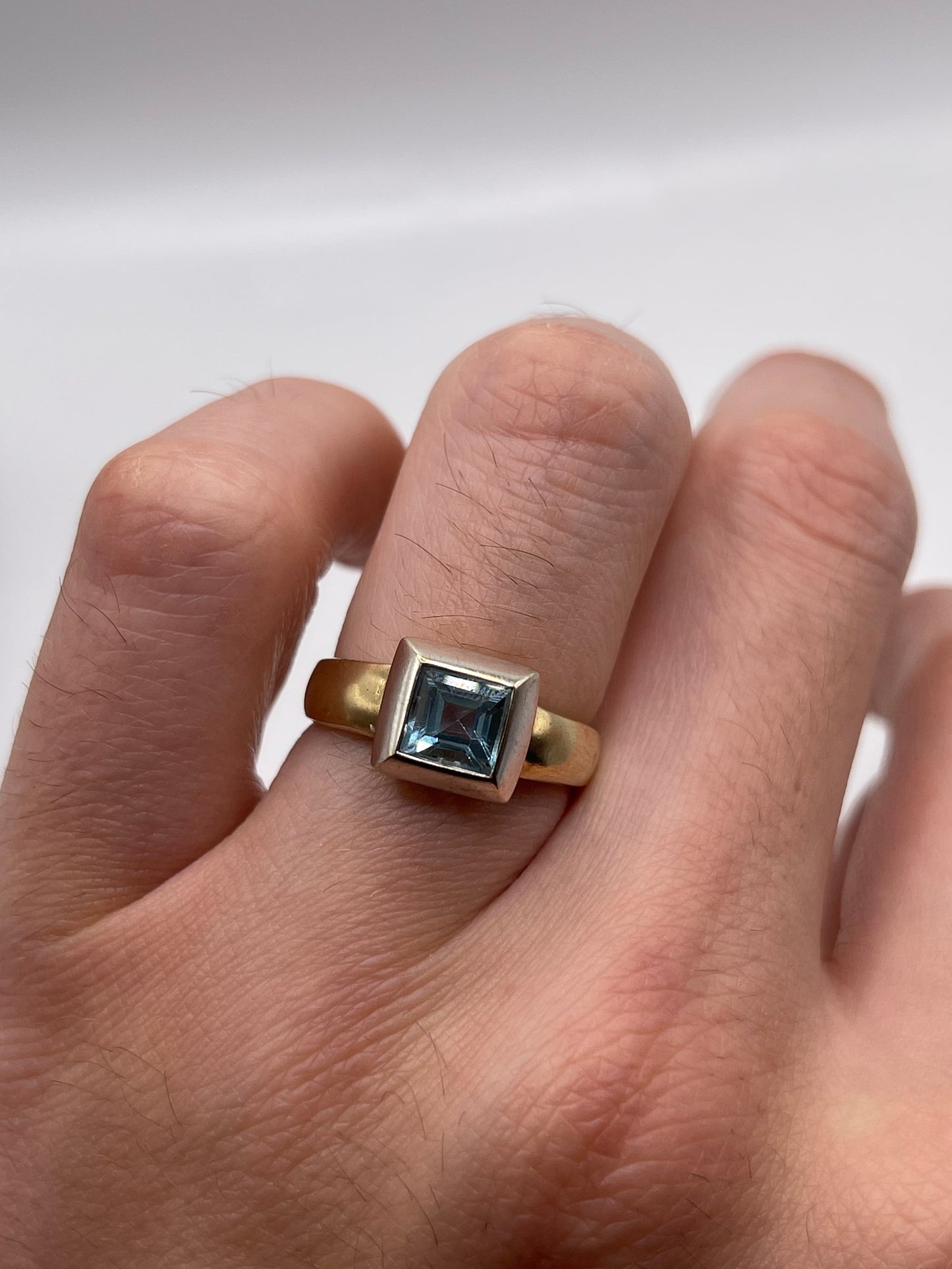9ct two tone gold topaz ring