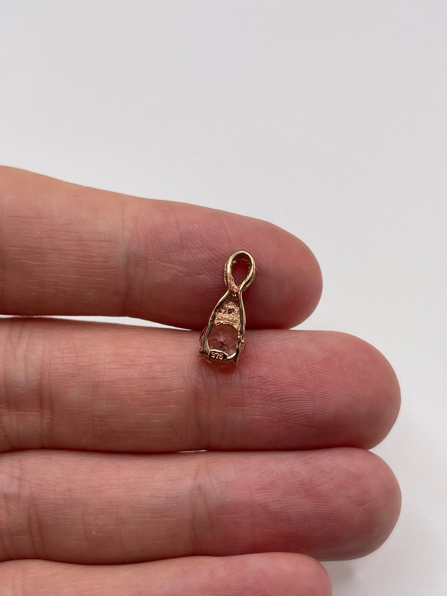 9ct rose gold morganite and diamond pendant