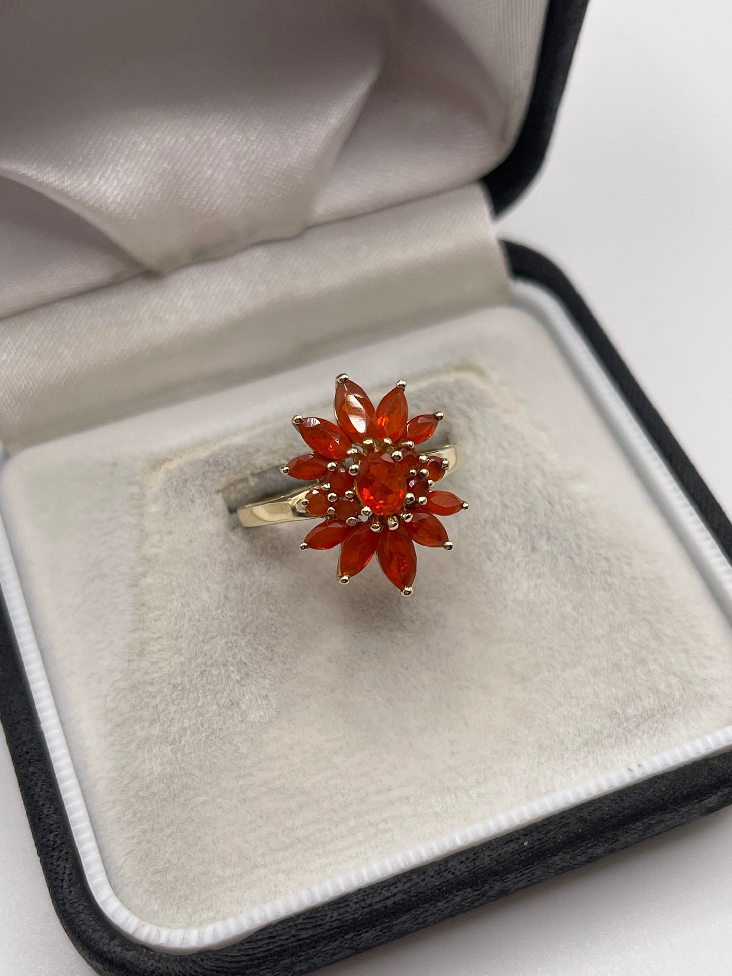 9ct gold fire opal cluster ring