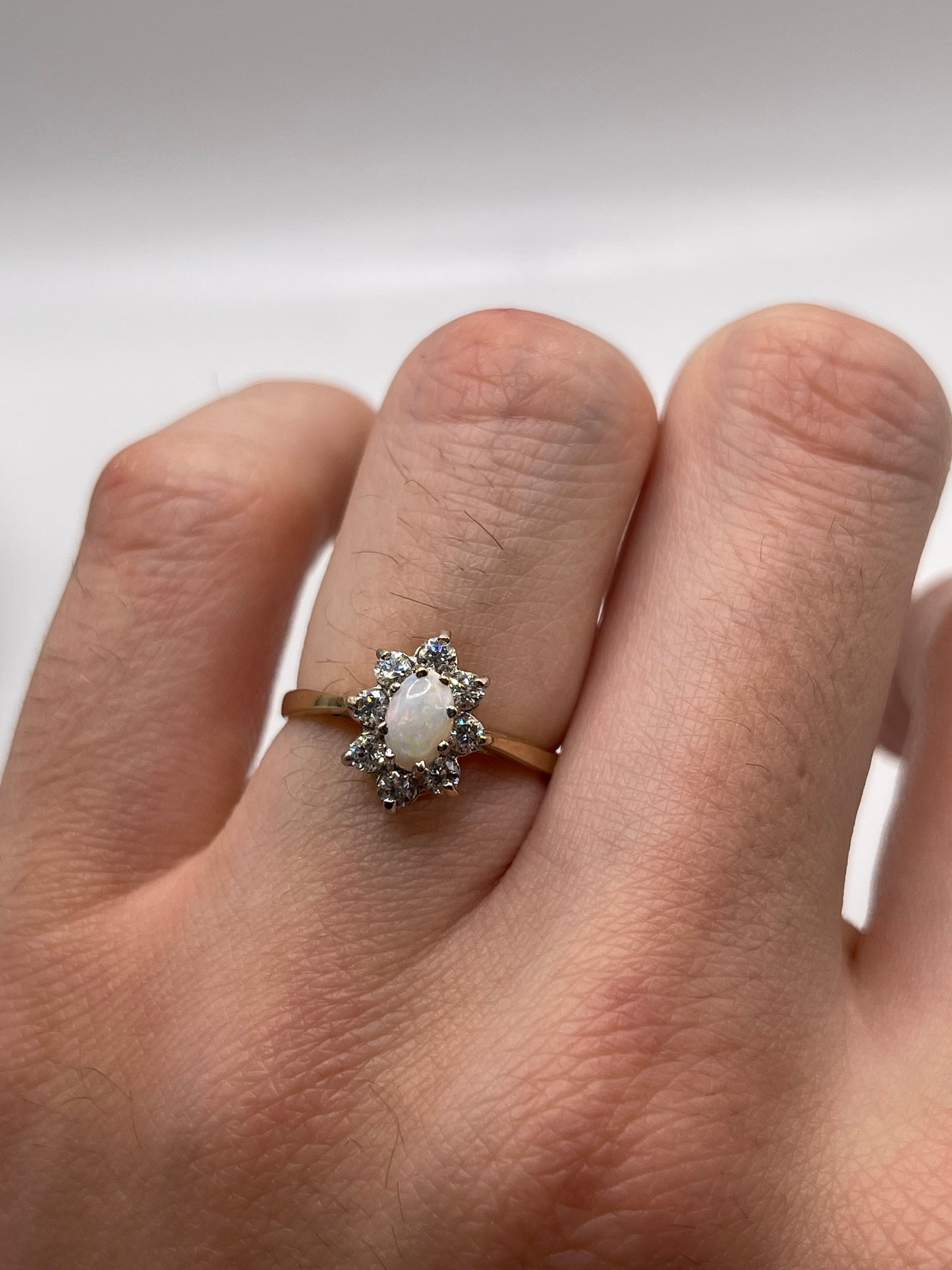 9ct gold opal and cz ring