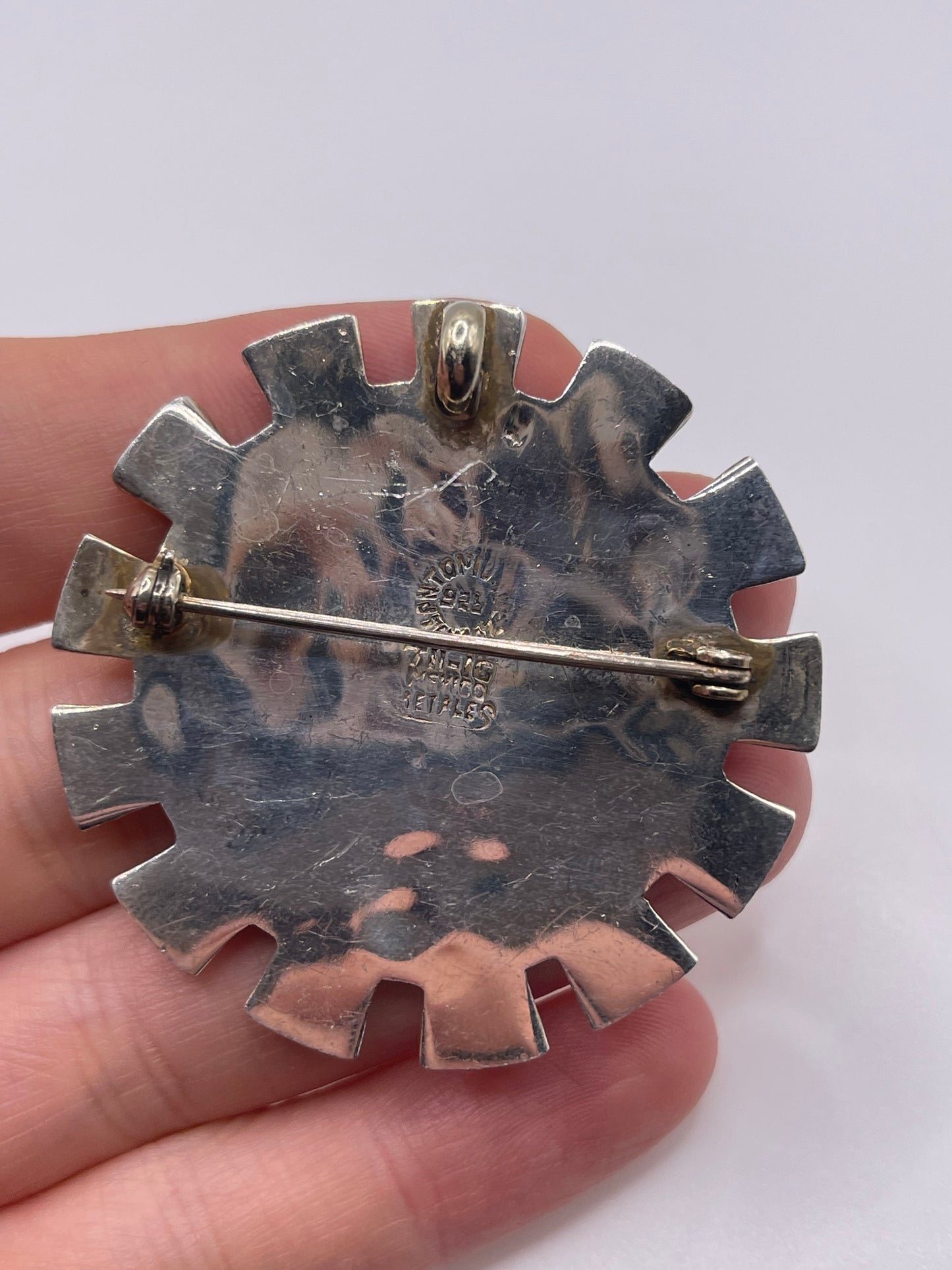 Silver Aztec brooch / pendant