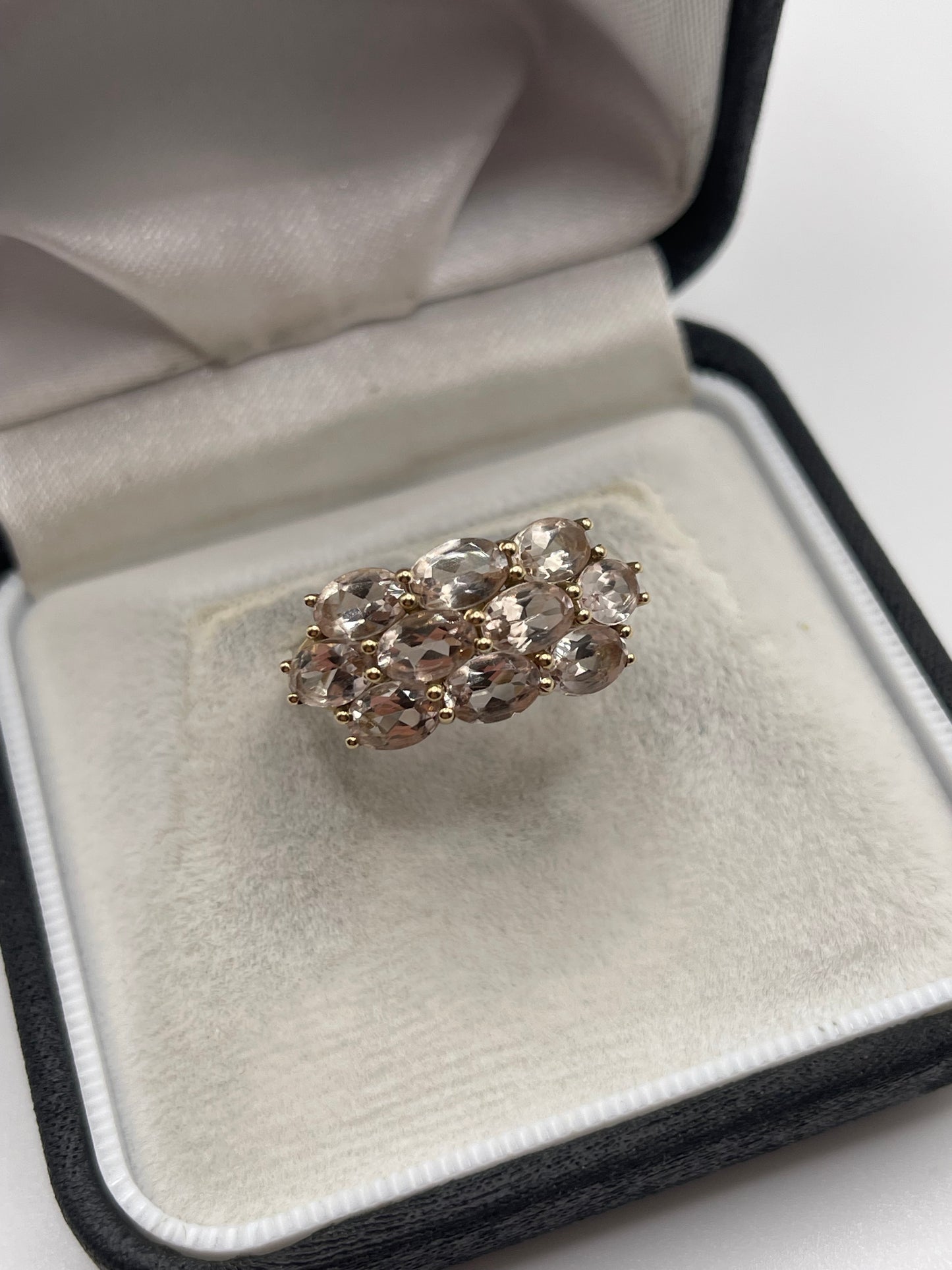 9ct gold morganite cluster ring