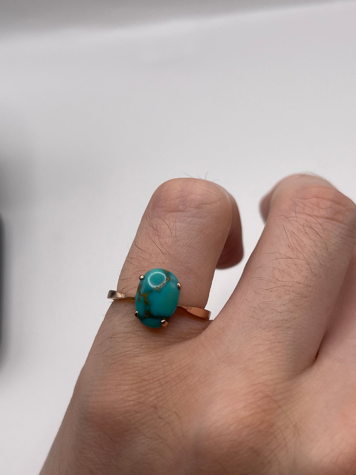 Antique 9ct rose gold turquoise ring
