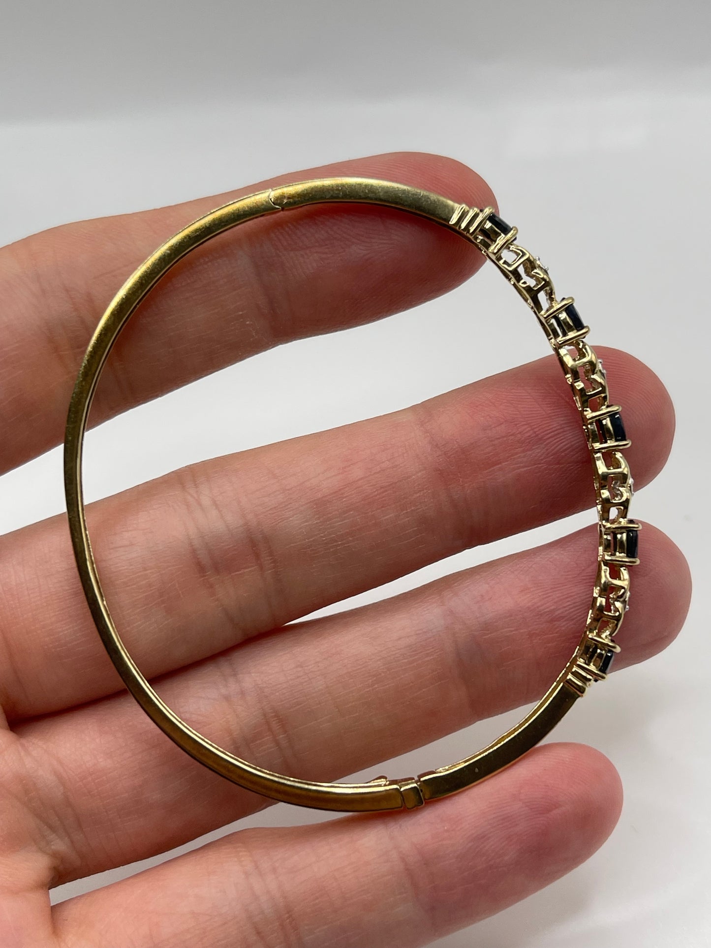 9ct gold sapphire and diamond bangle