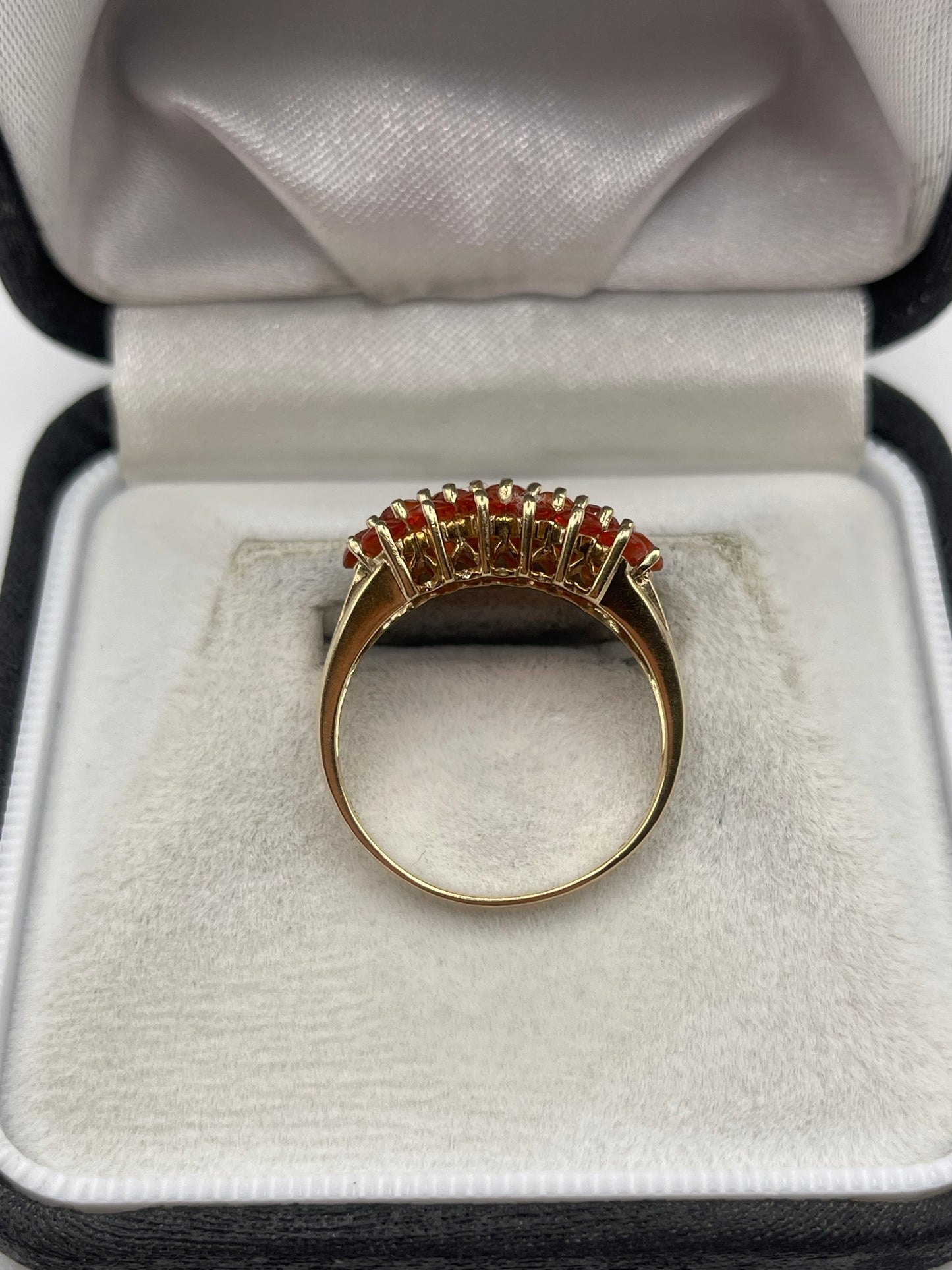 9ct gold fire opal cluster ring