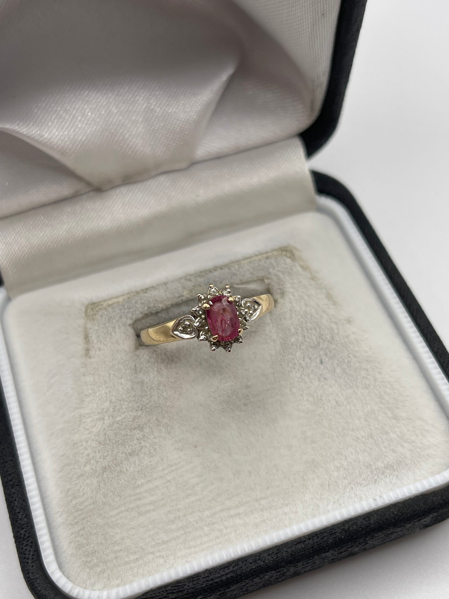 9ct gold ruby and diamond ring