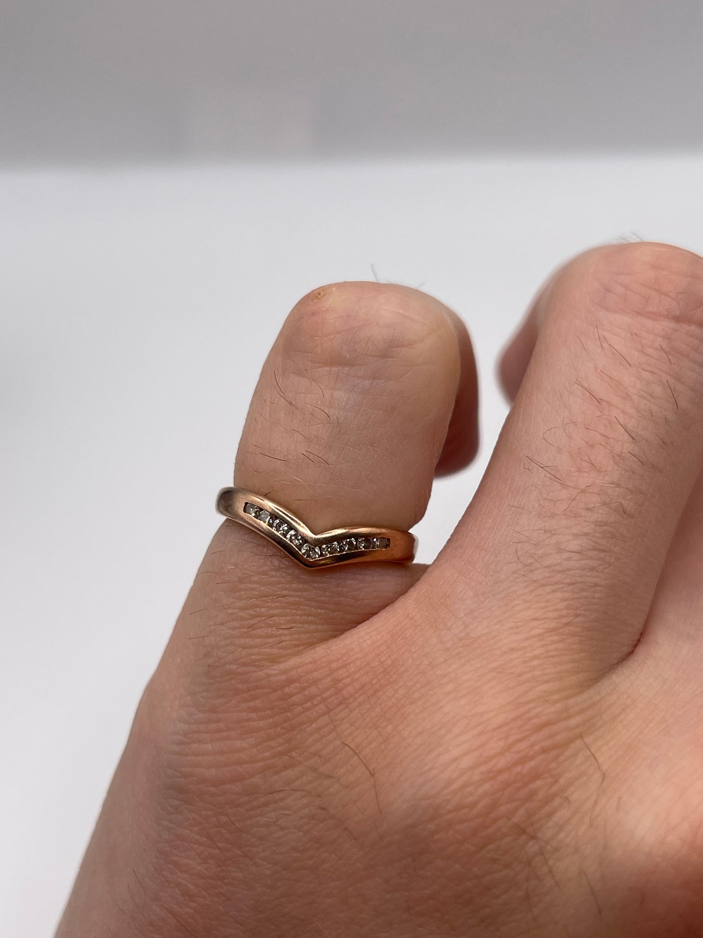 9ct rose gold diamond wishbone ring