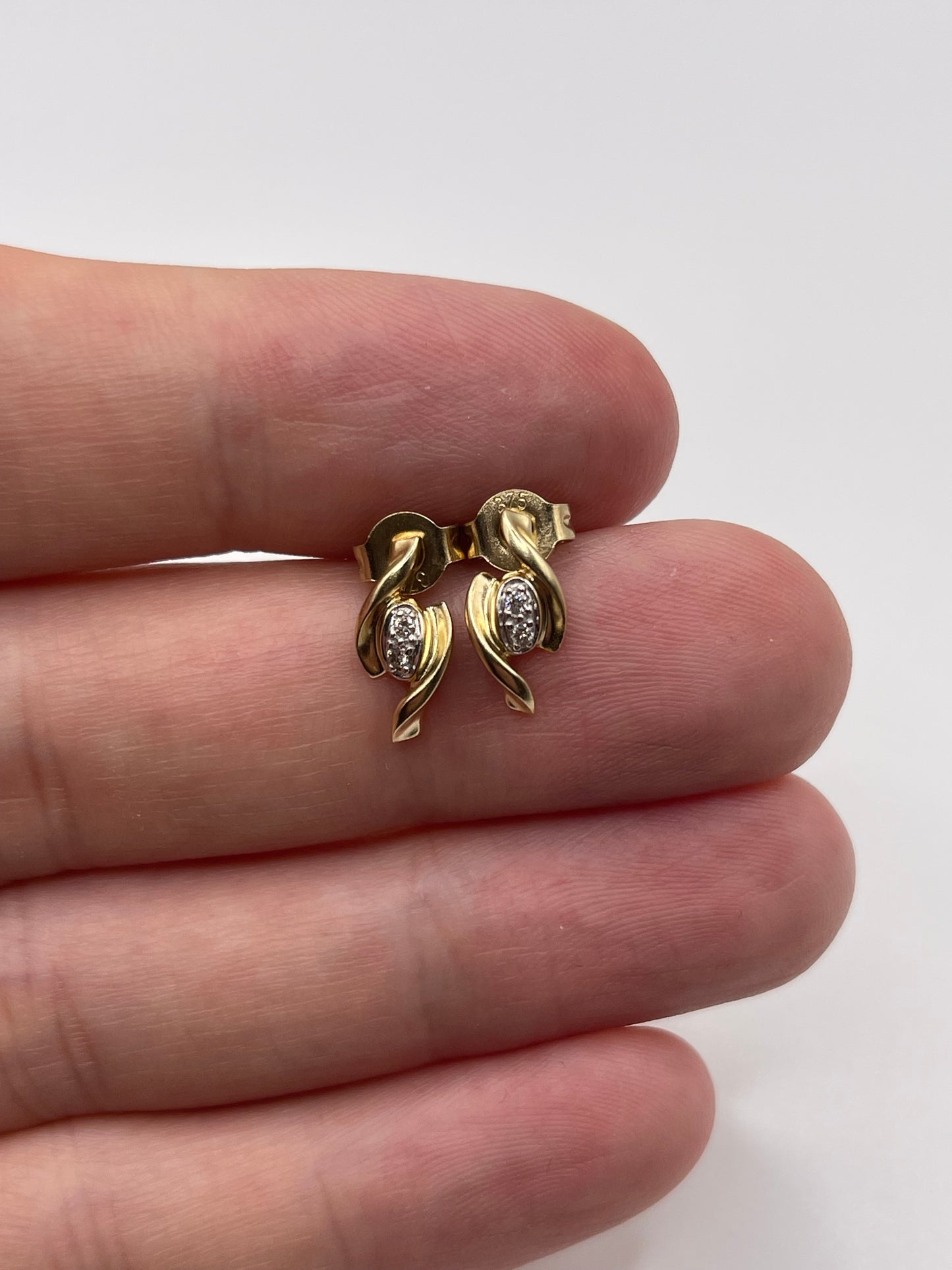9ct gold diamond earrings