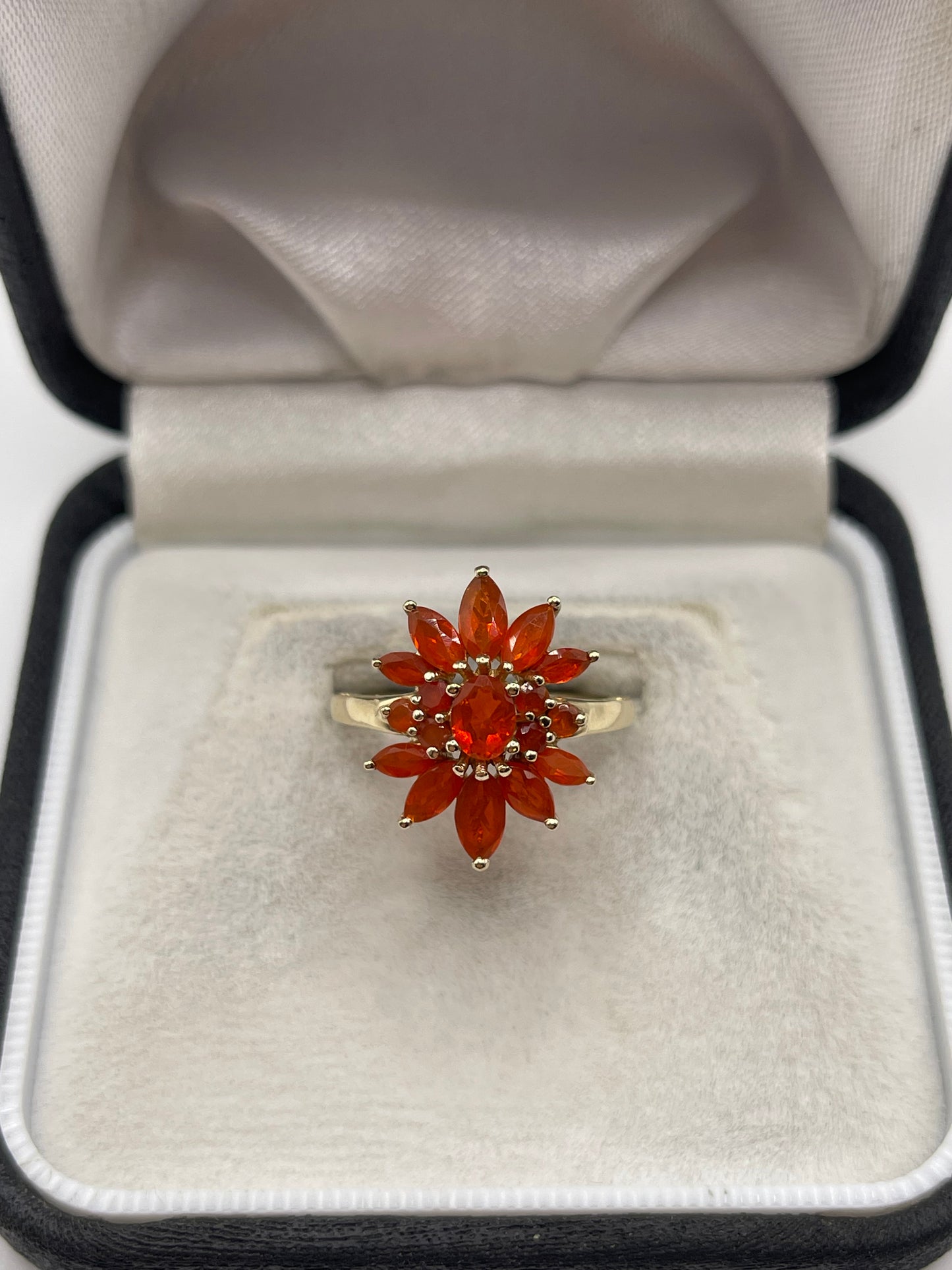 9ct gold fire opal cluster ring