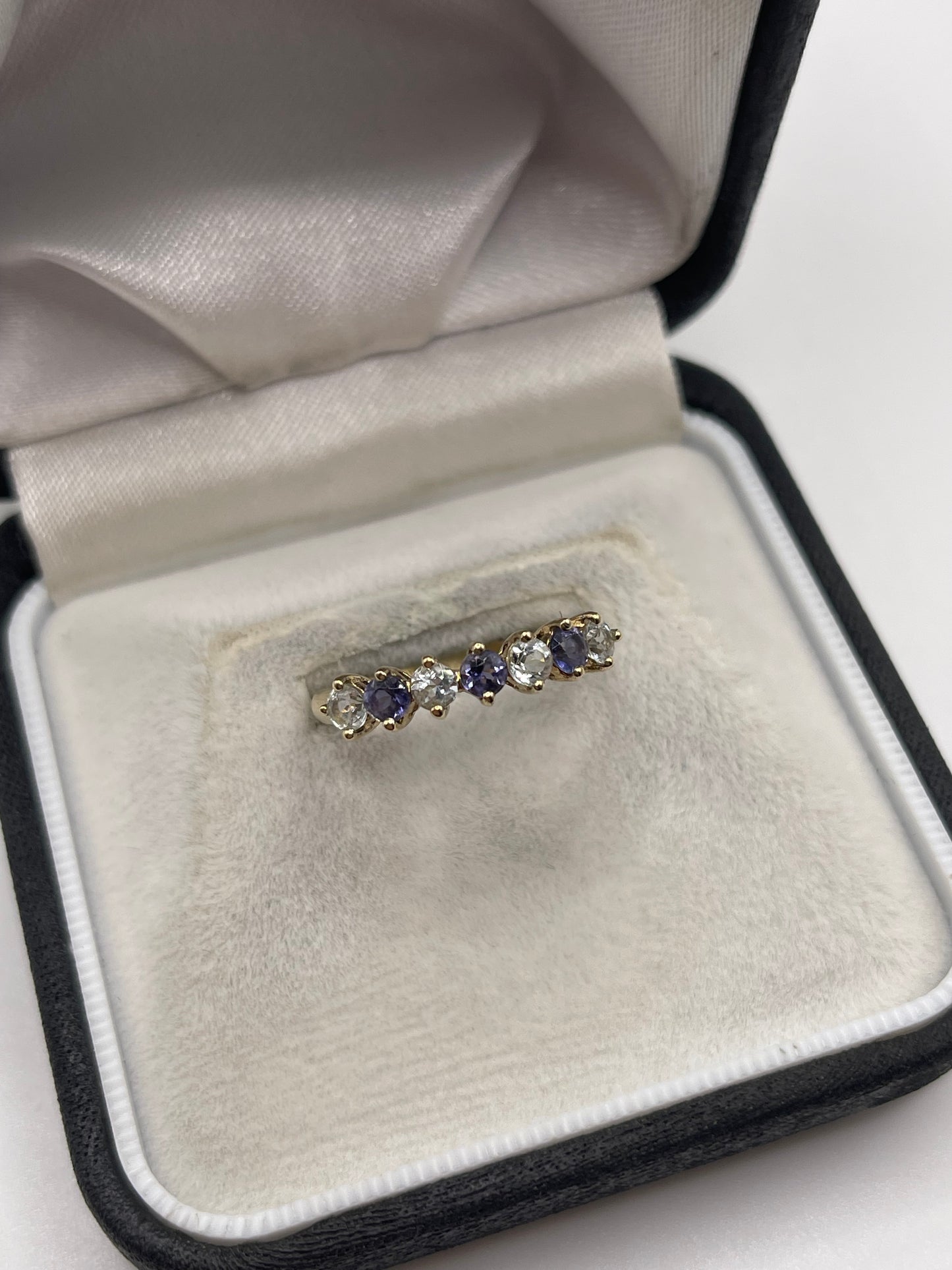 9ct gold aquamarine and iolite ring