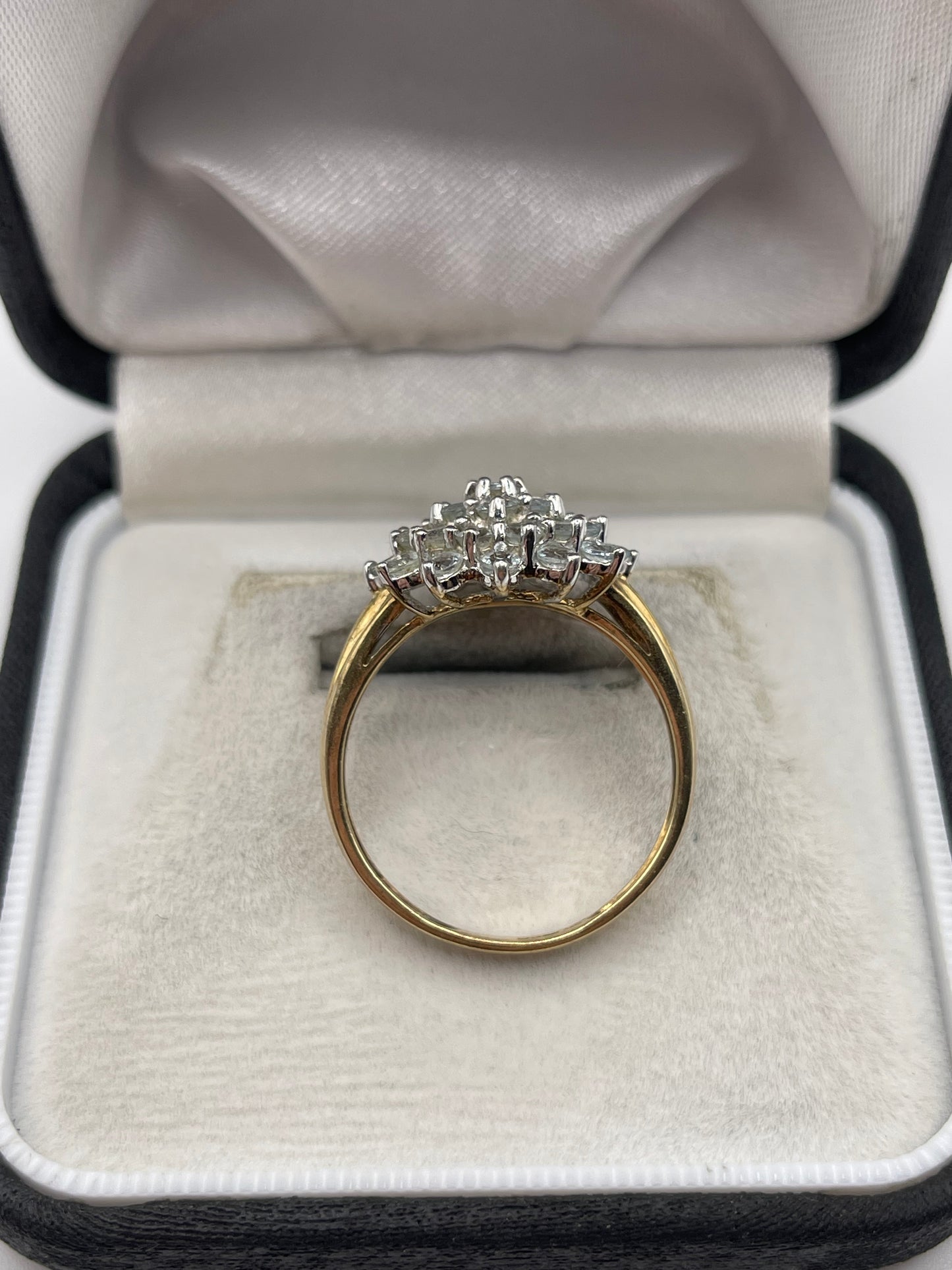 9ct gold aquamarine cluster ring
