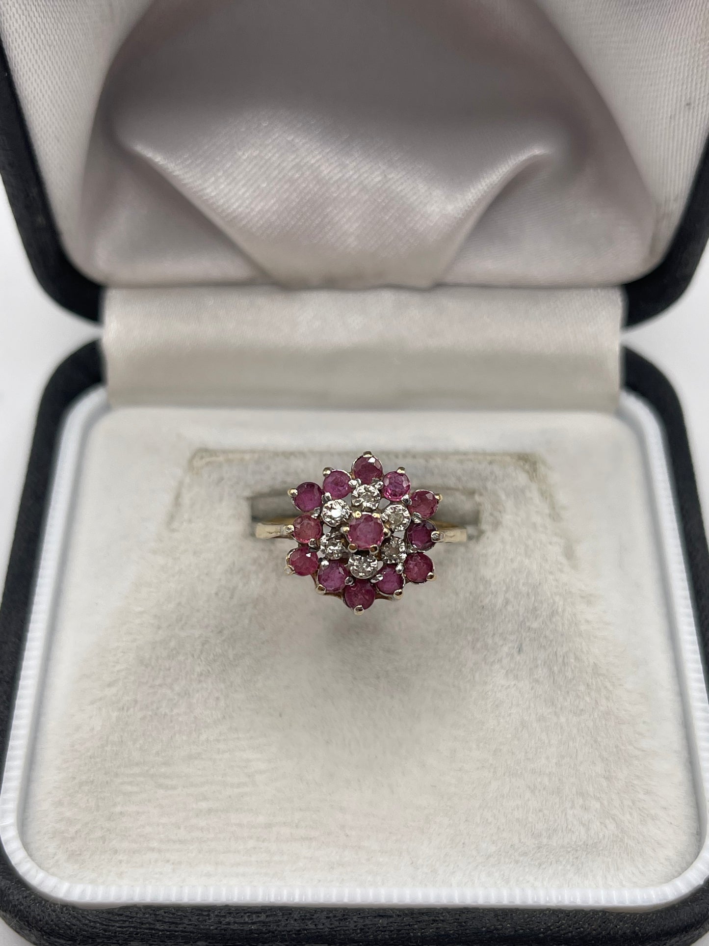 9ct gold ruby and diamond ring