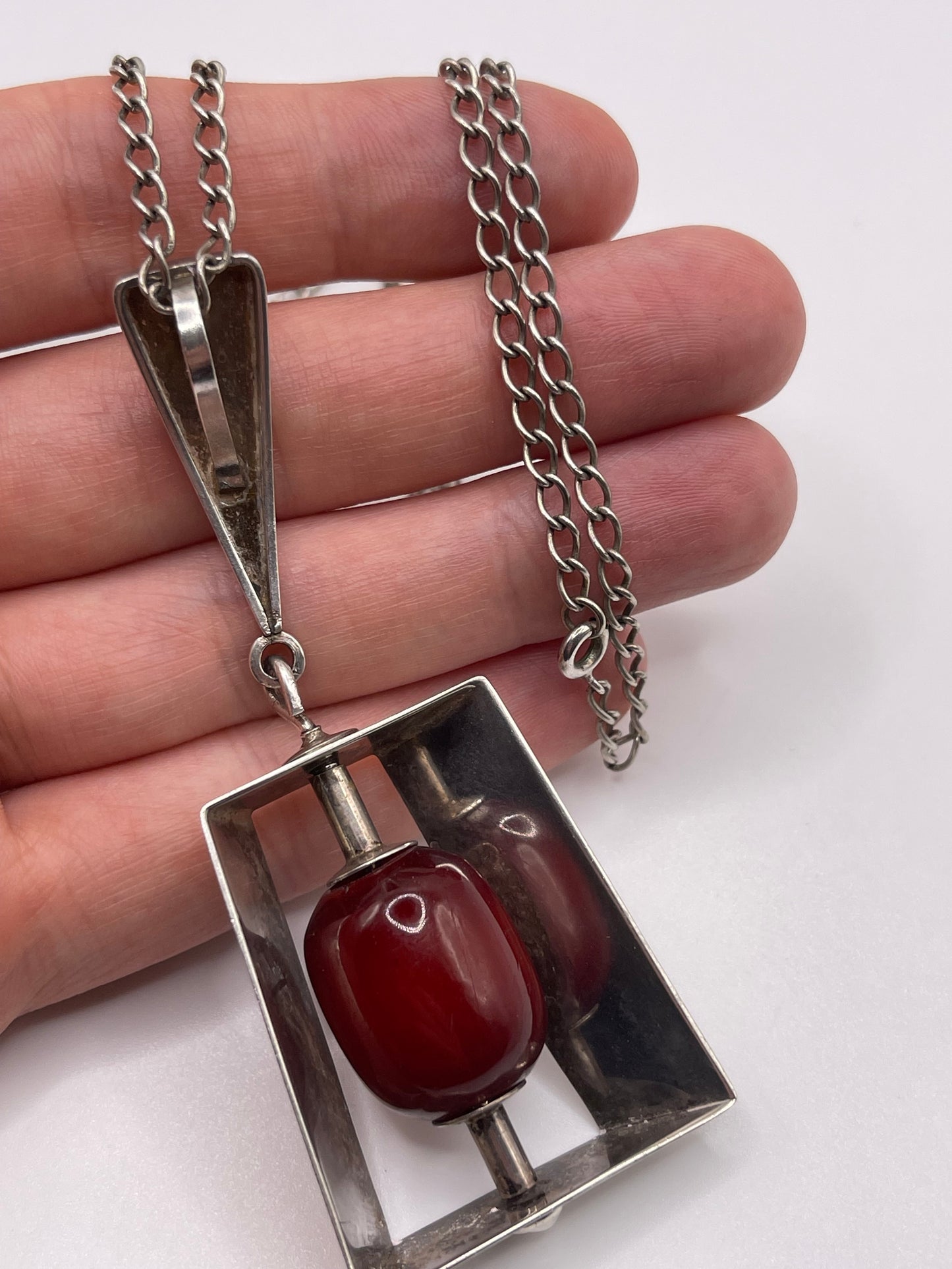 Silver amber necklace