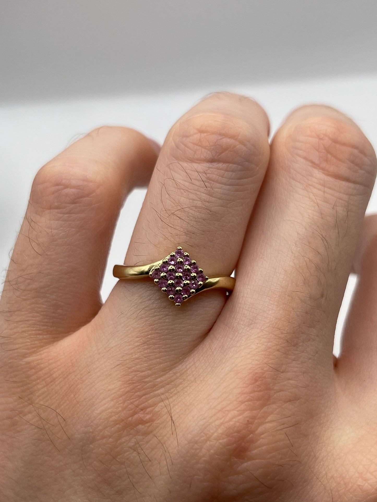 9ct gold pink sapphire cluster ring