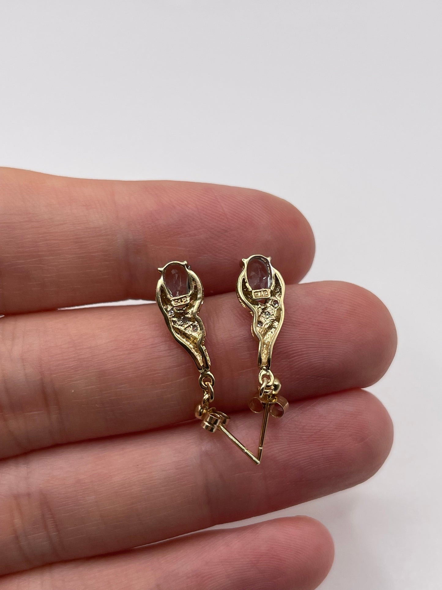 9ct gold topaz and diamond earrings