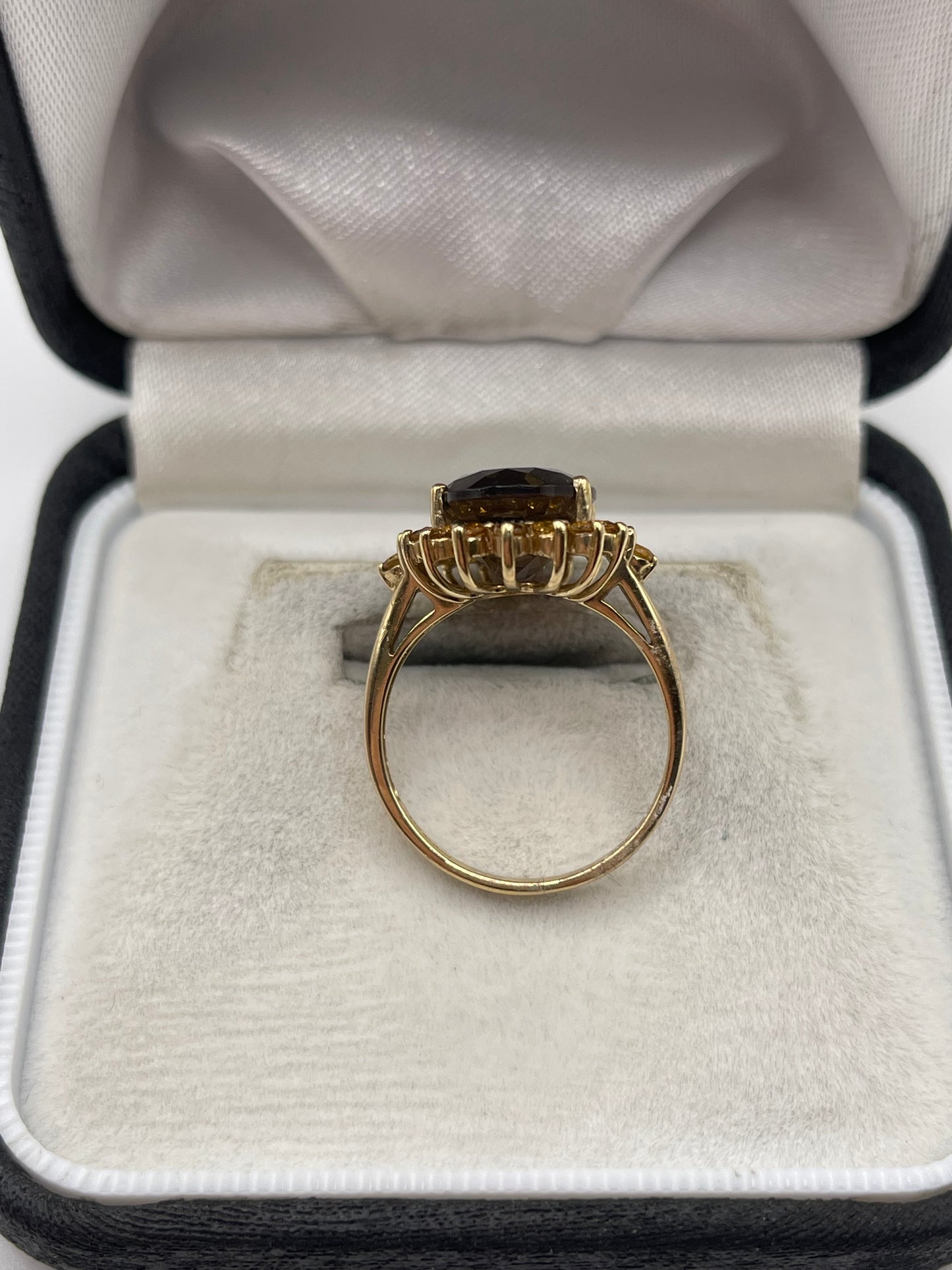 9ct gold Smokey quartz and citrine ring