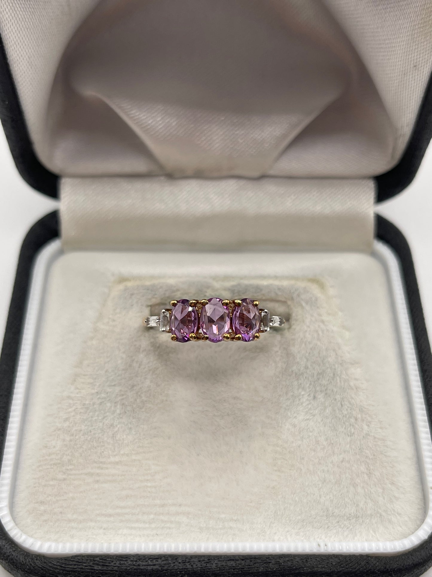 9ct gold spinel and zircon ring