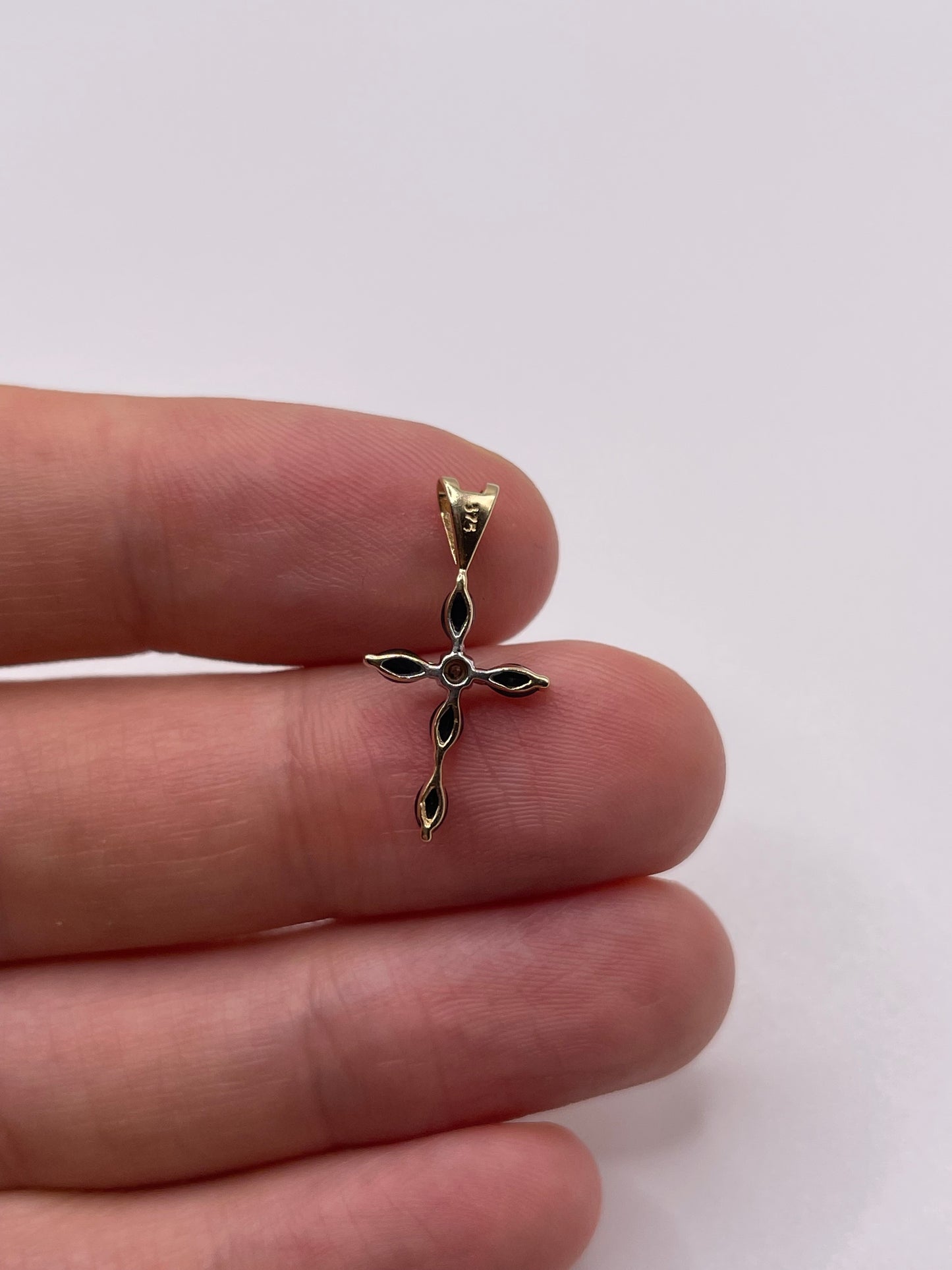9ct gold sapphire and diamond cross pendant