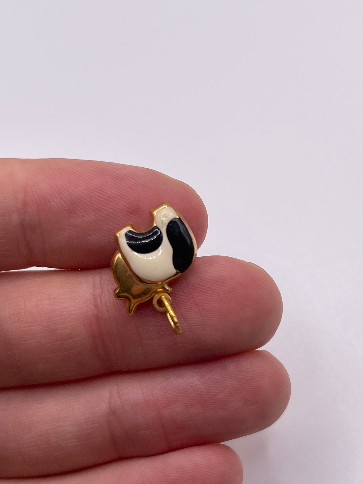 9ct gold enamel cow charm