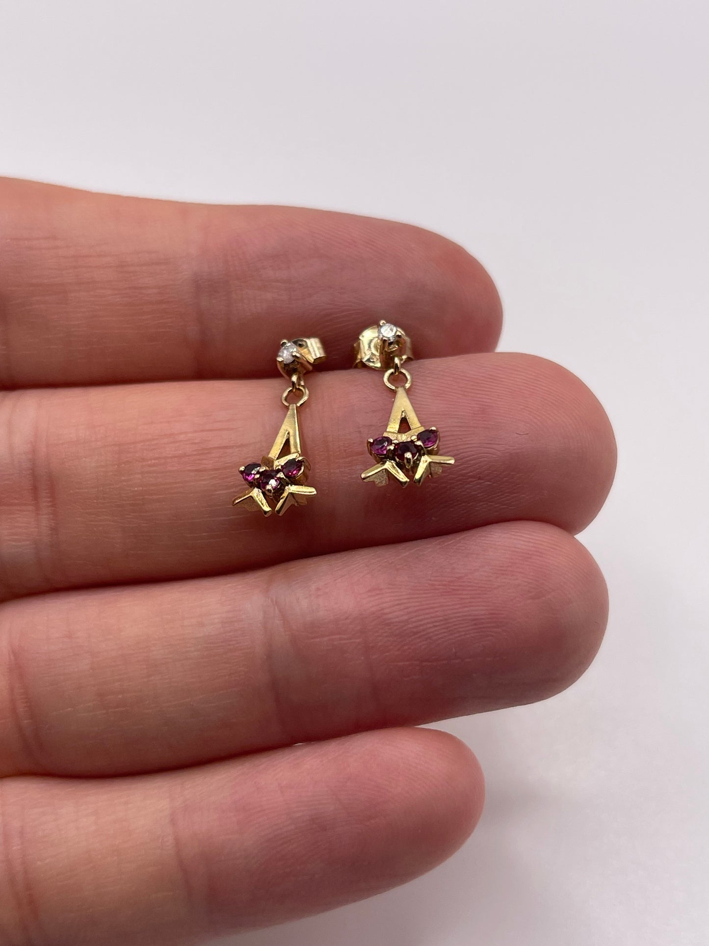 9ct gold ruby and diamond earrings