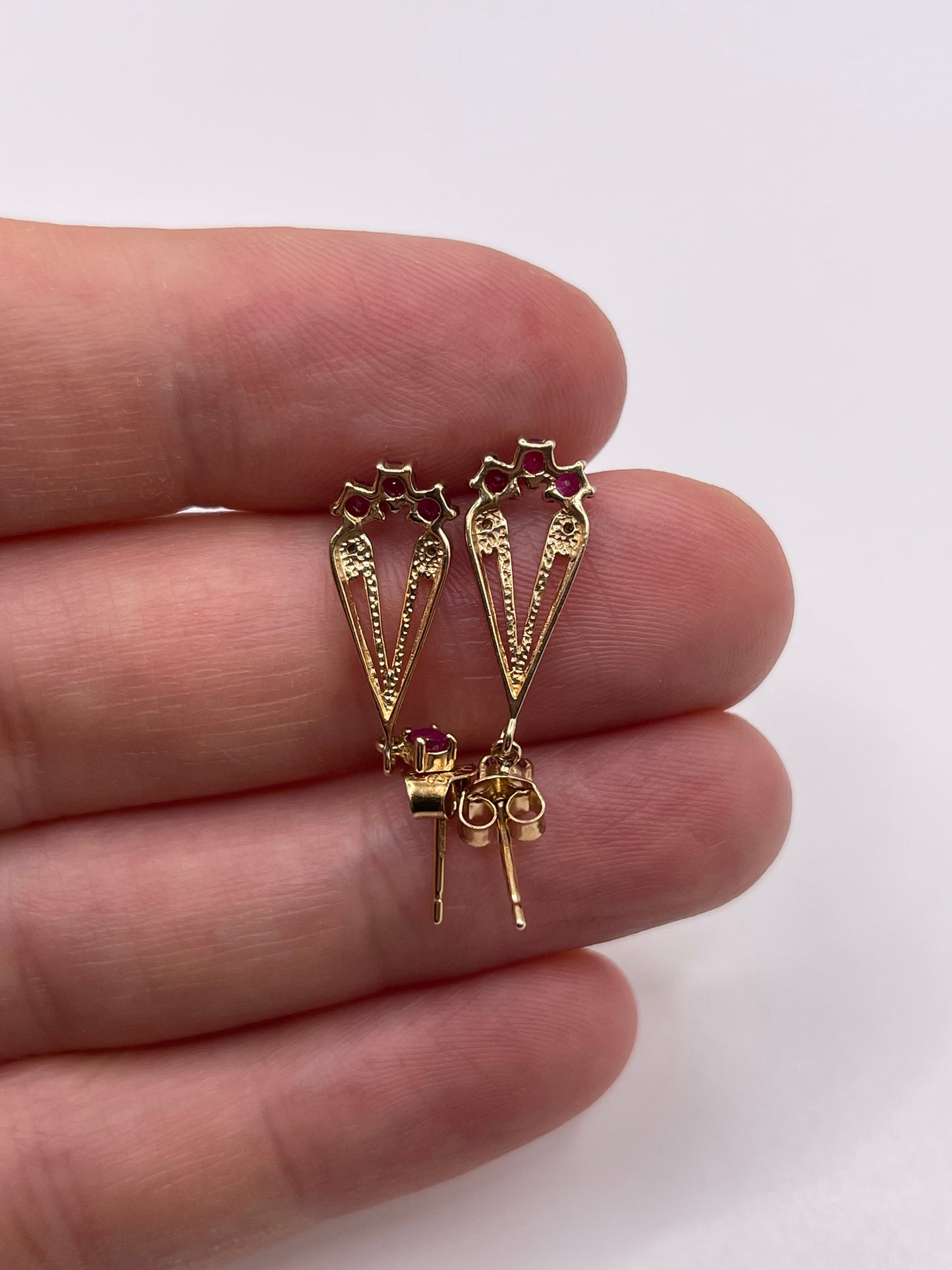 9ct gold ruby and diamond earrings
