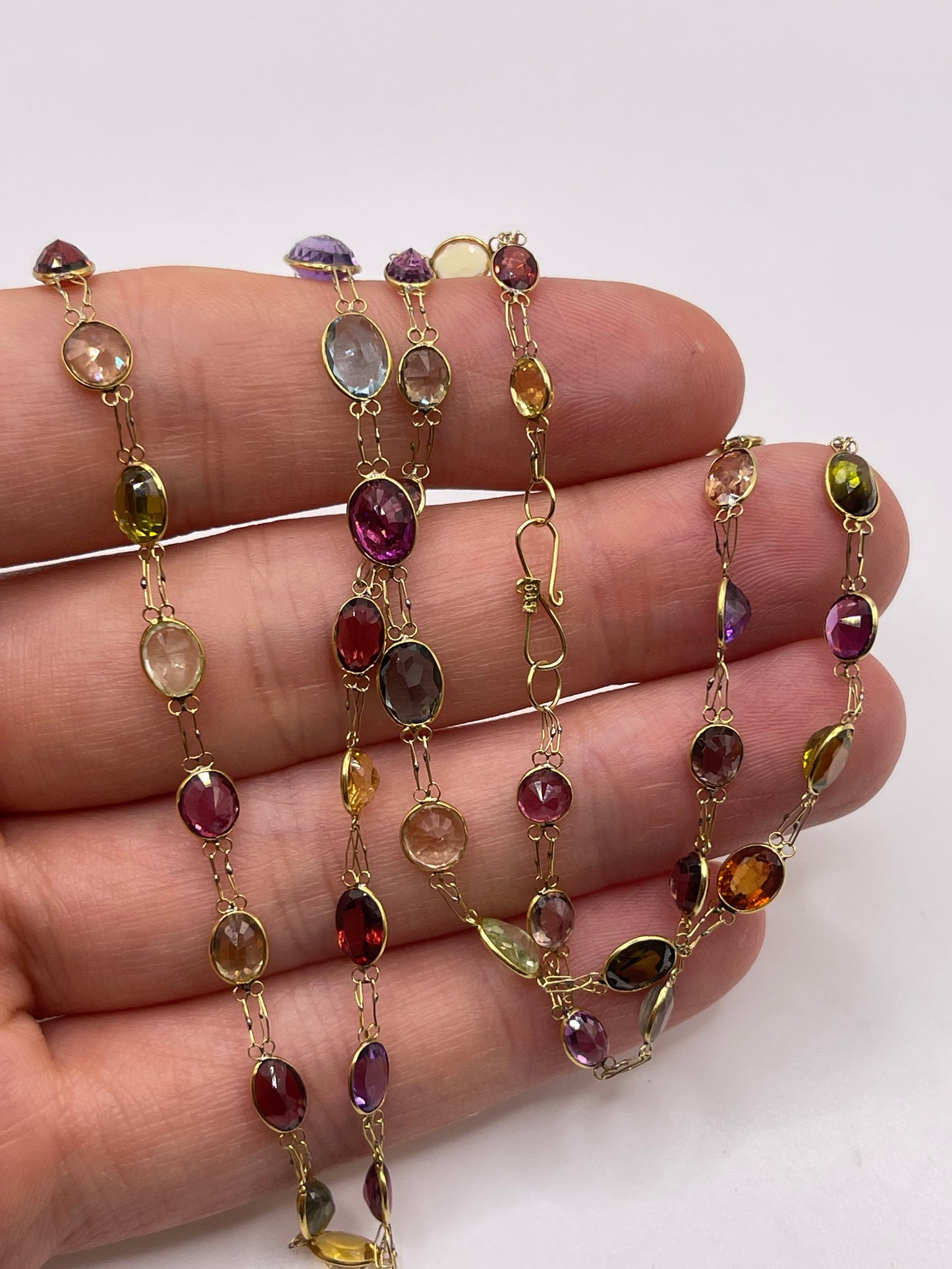 14ct gold multi gemstone necklace