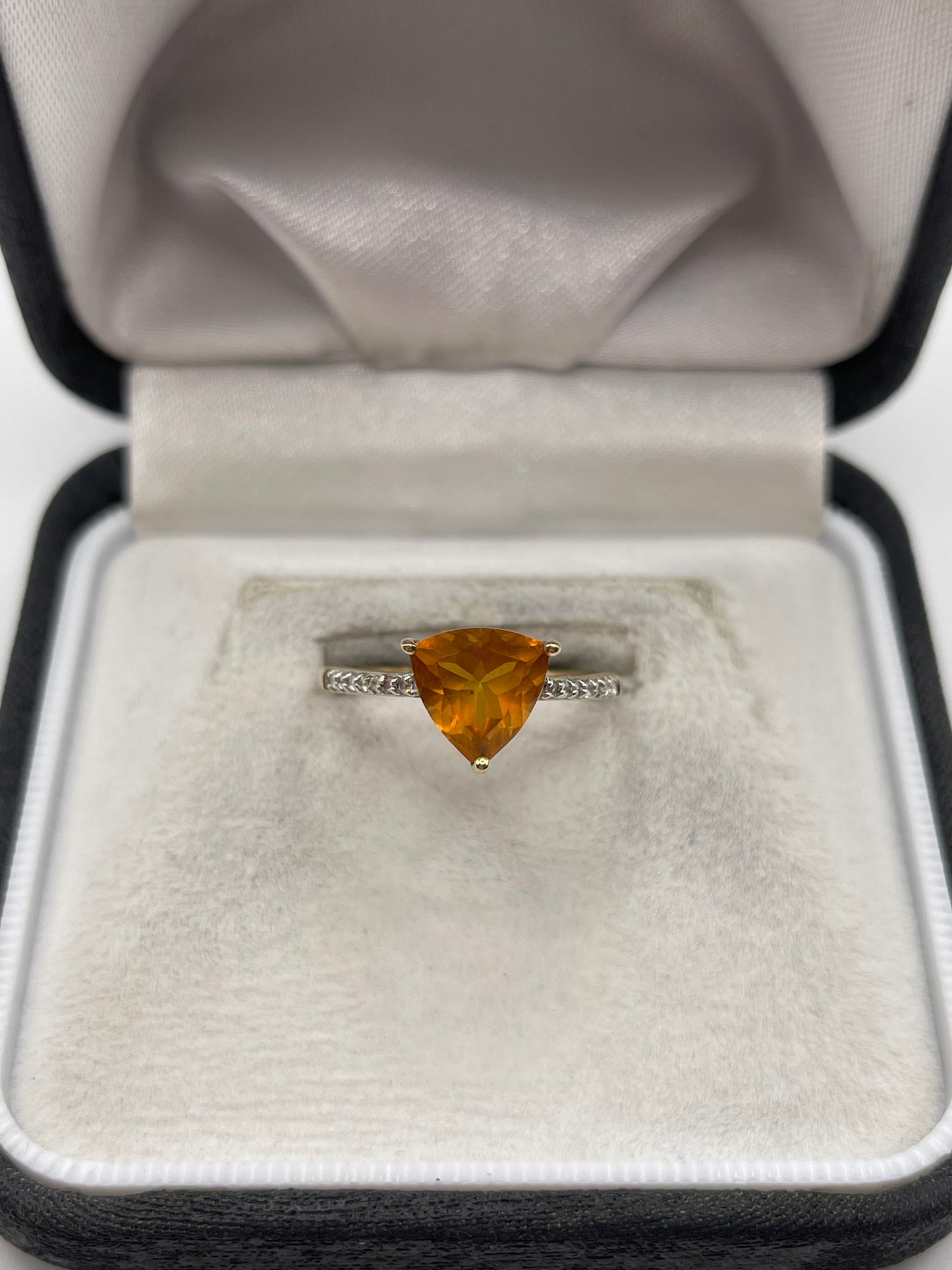 9ct gold fire opal and zircon ring