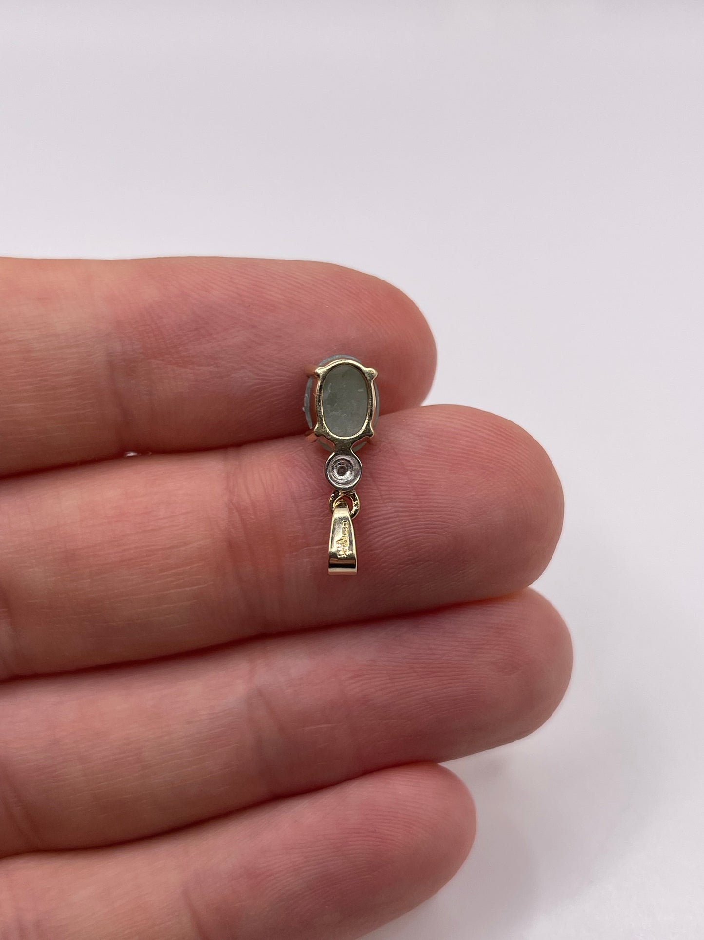 9ct gold jade and diamond pendant