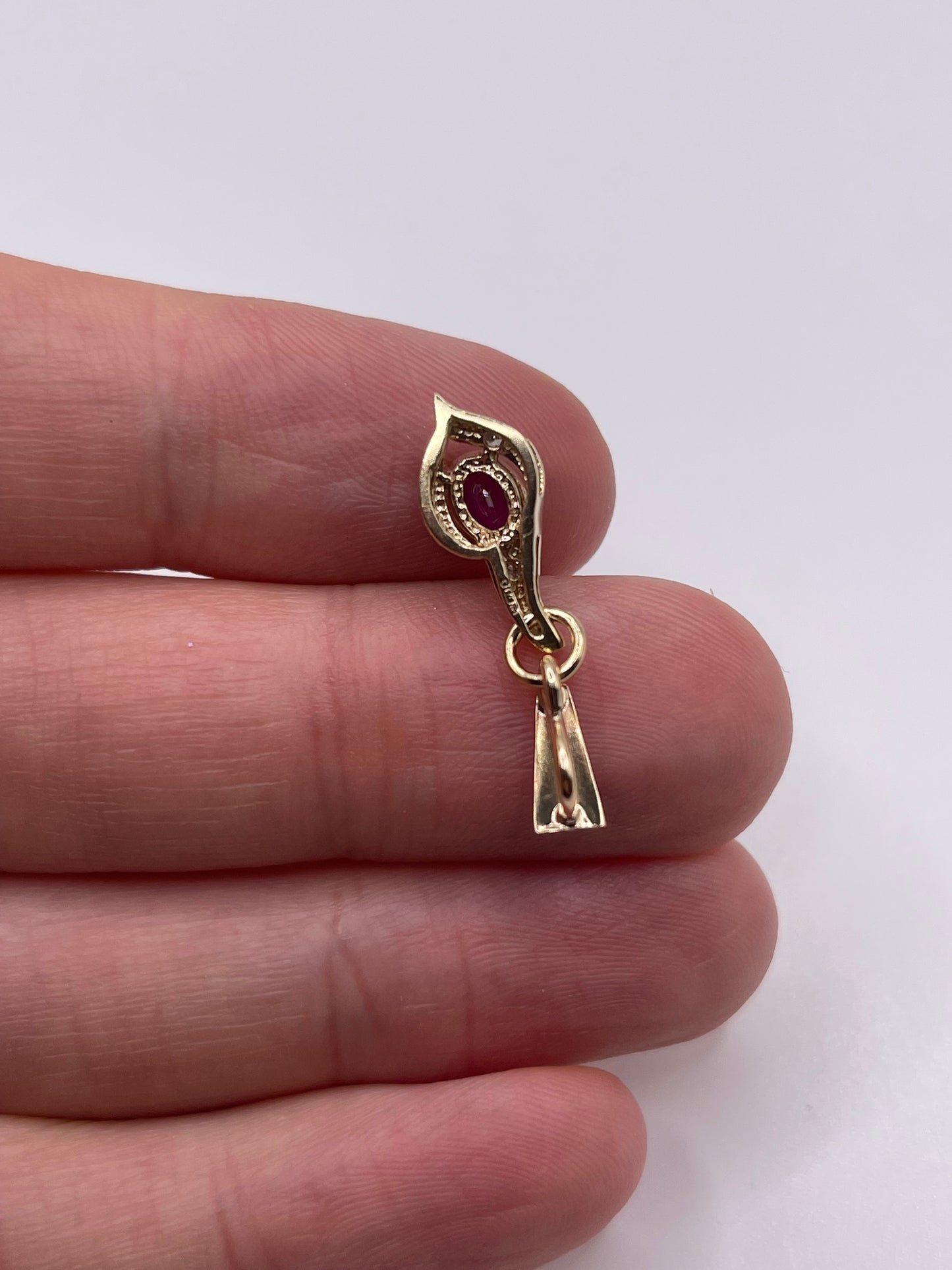 9ct gold ruby and diamond pendant